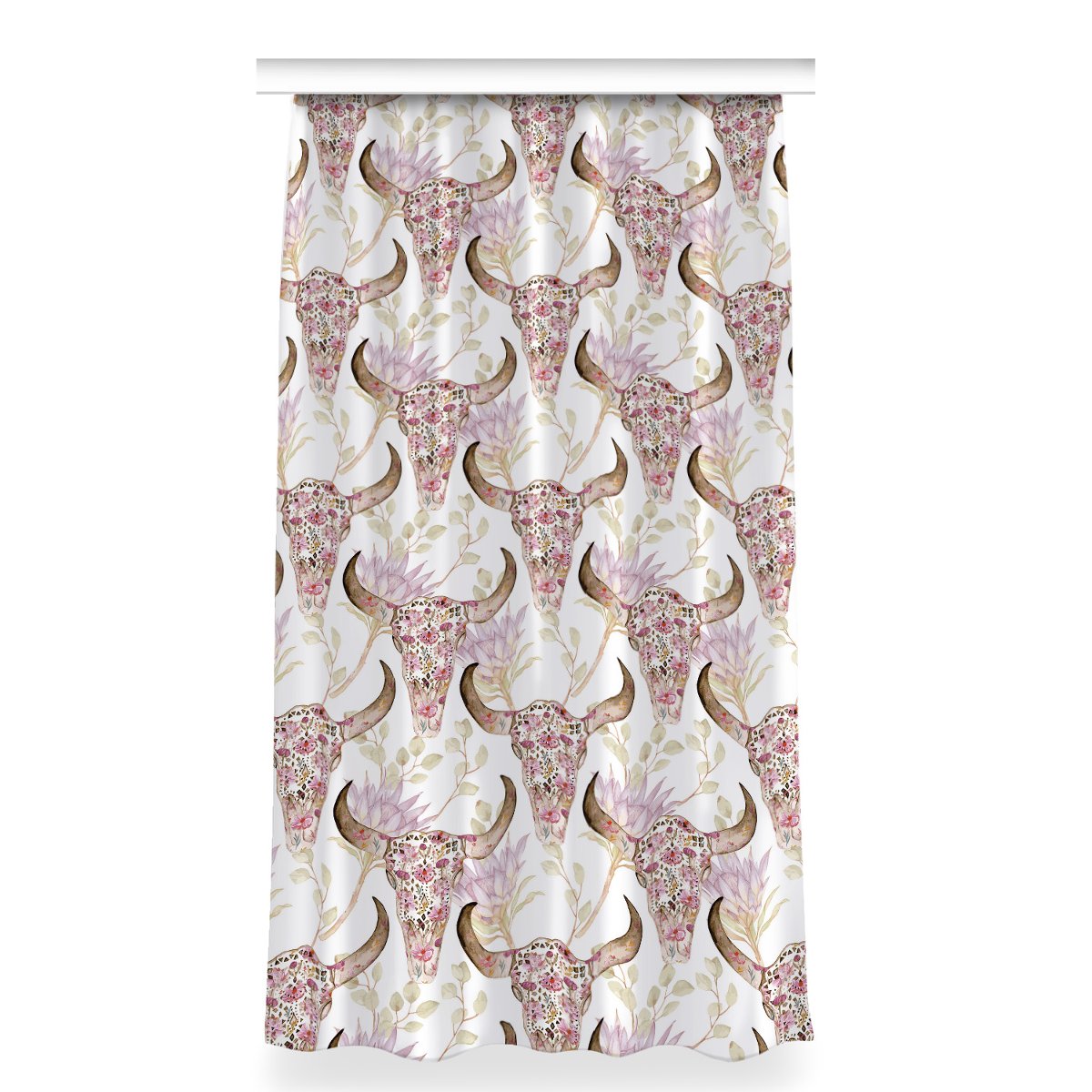 Klasyczna zasłona kolory 150x280 Czaszka w kwiaty, Fabricsy