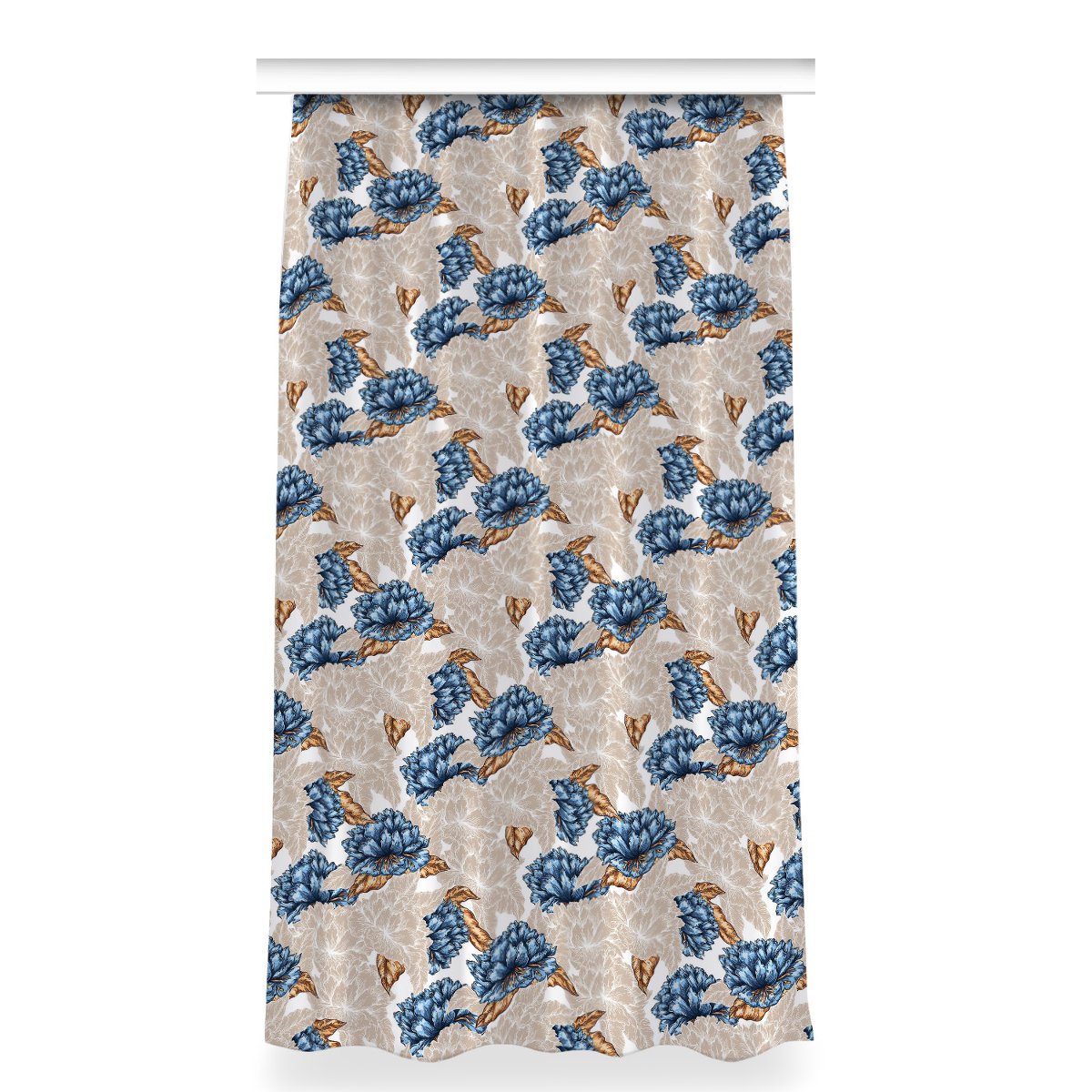 Gotowa zasłona na taśmę 150x280 Niebieskie kwiaty, Fabricsy
