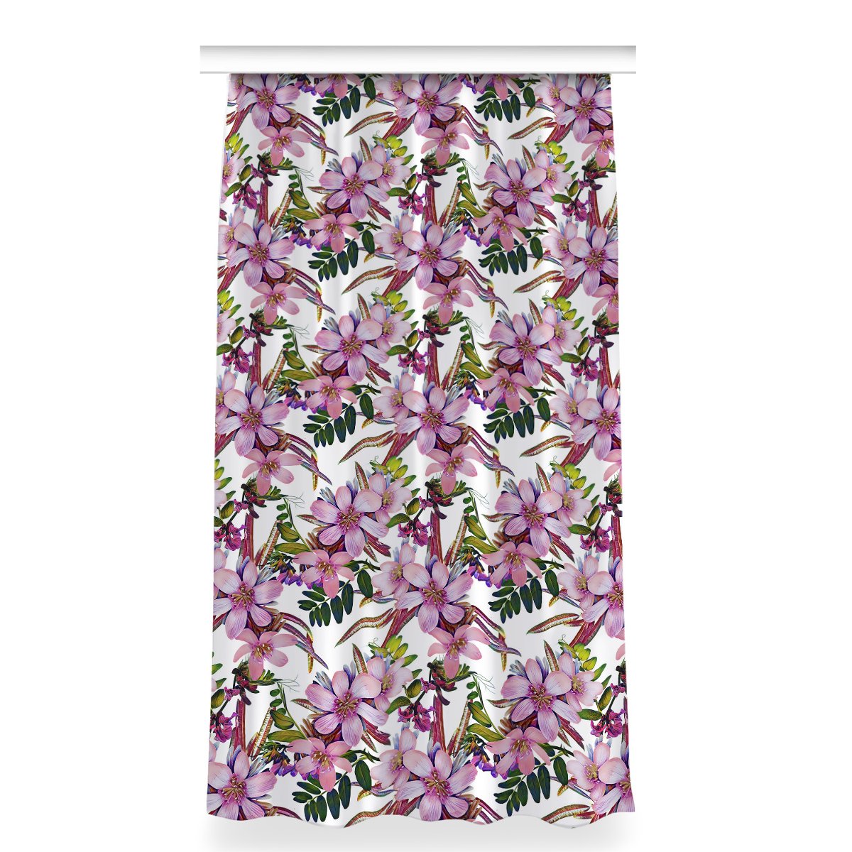 Kolorowa zasłona z nadrukiem 150x280 Różowe kwiaty, Fabricsy