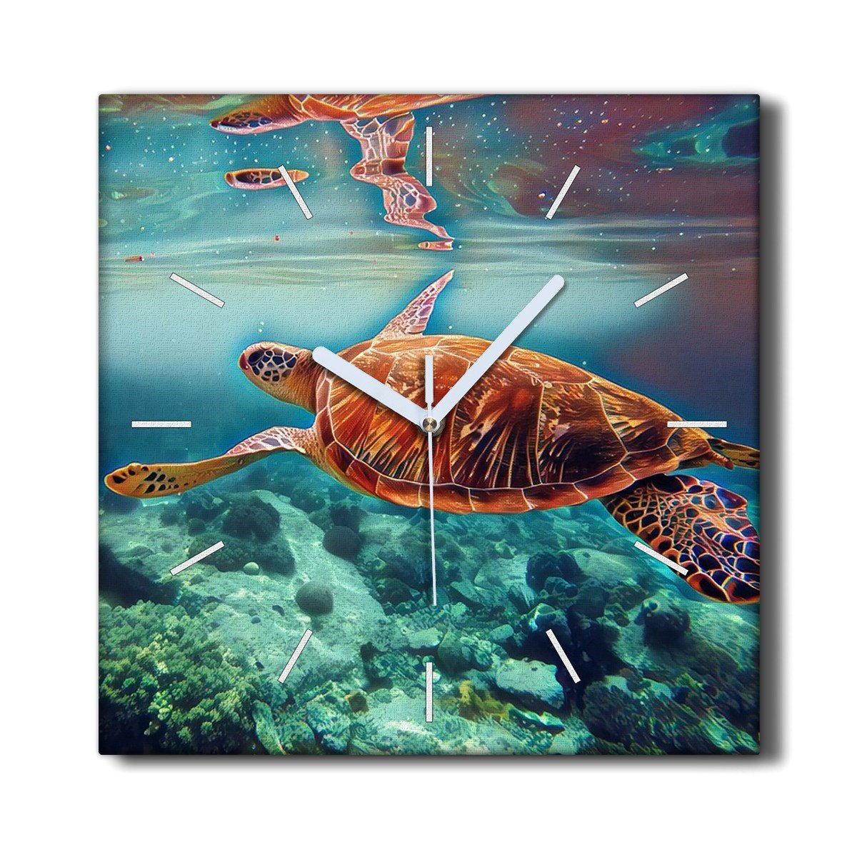 Zegar płótno cichy 30x30 Morze zwierzę żółw woda, Coloray