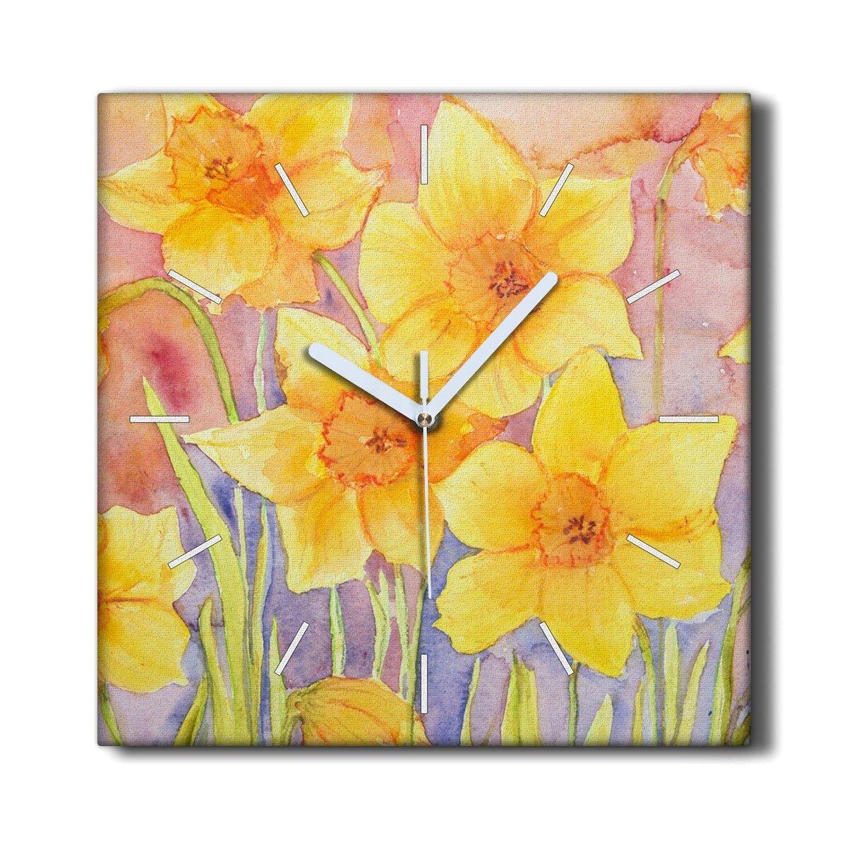 Zegar canvas na ścianę 30x30 Kwiaty żółty rysunek, Coloray
