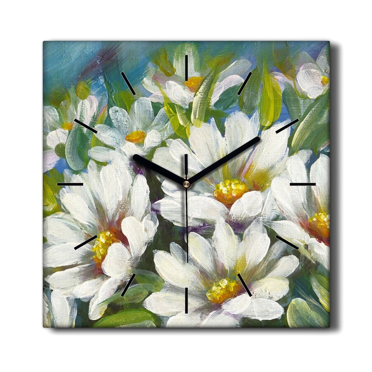 Kuchenny zegar na płótnie Malowane stokrotki 30x30, Coloray
