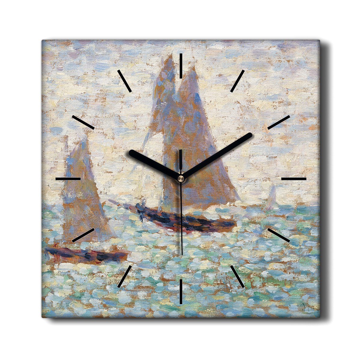 Cichy zegar na płótnie kuchenny Dwa żaglówki 30x30, Coloray