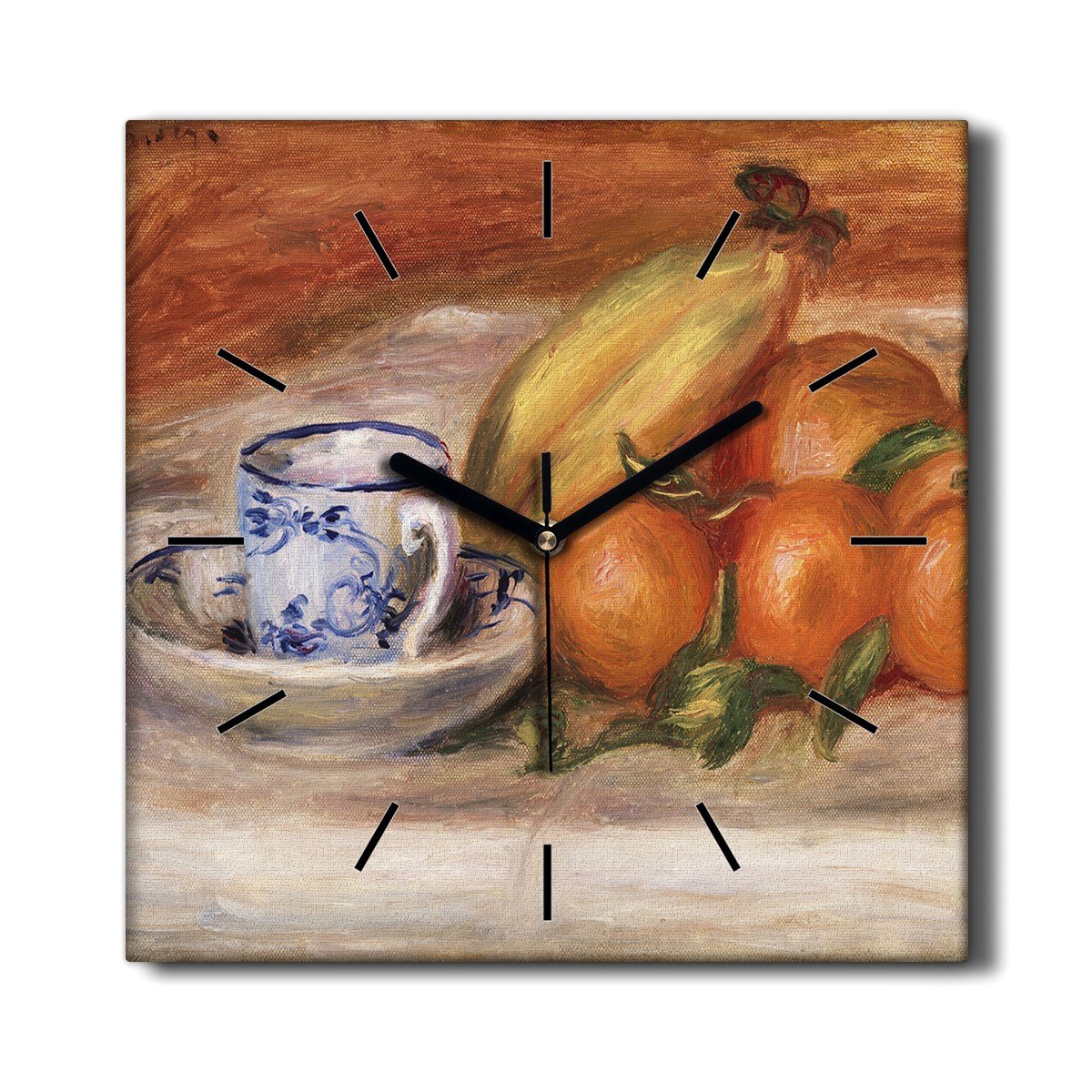 Zegar płótno Owoce pomarańcze banany kubek 30x30, Coloray