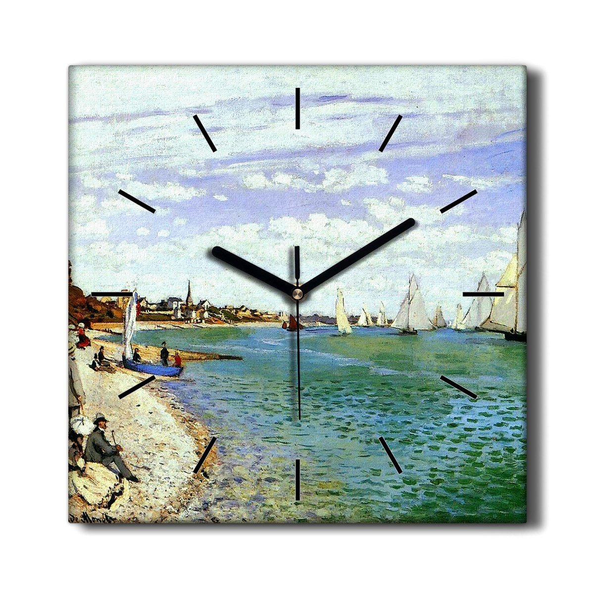 Cichy zegar na płótnie kuchenny Regaty Monet 30x30, Coloray
