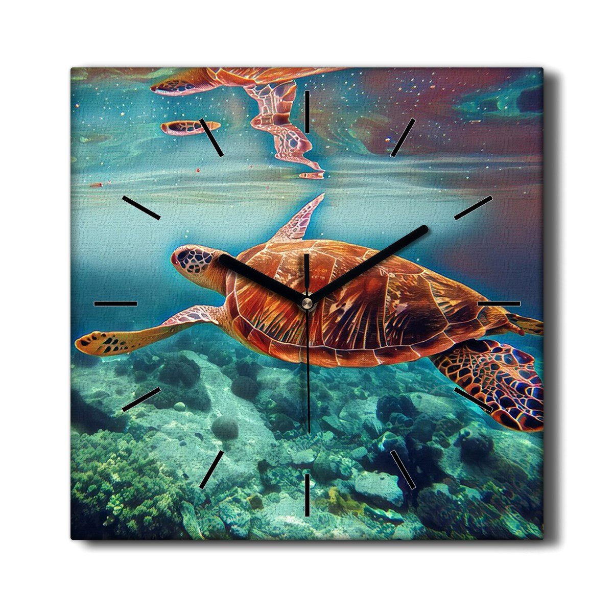 Zegar na płótnie Morze zwierzę żółw woda 30x30 cm, Coloray