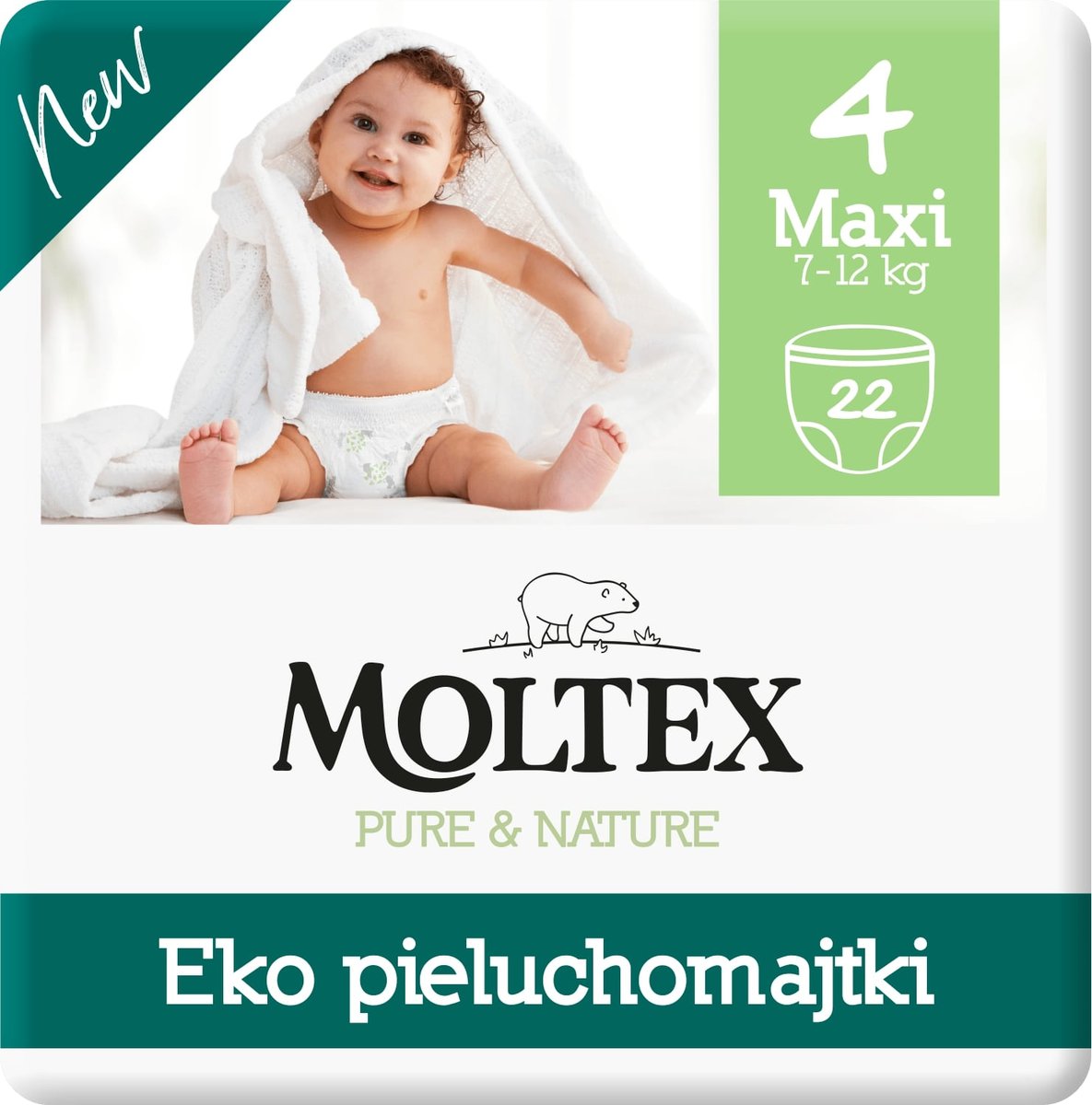 Moltex pieluchomajtki elastyczne Pure & Nature Maxi 7 12 kg 22 szt.)