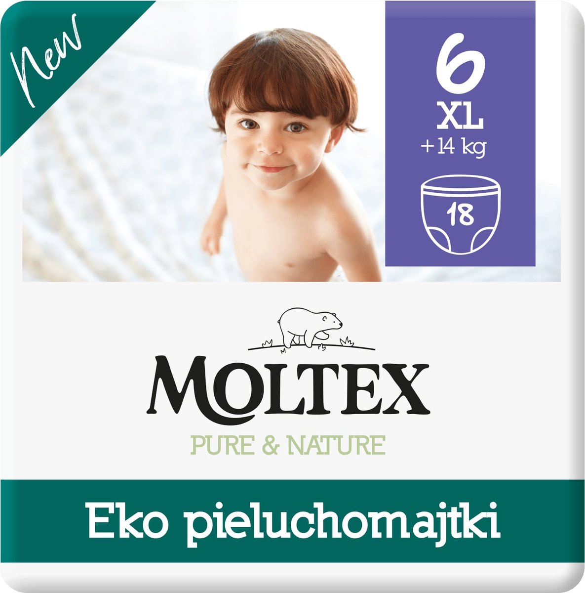 Moltex pieluchomajtki elastyczne Pure & Nature XL +14 kg 18 sztuk)
