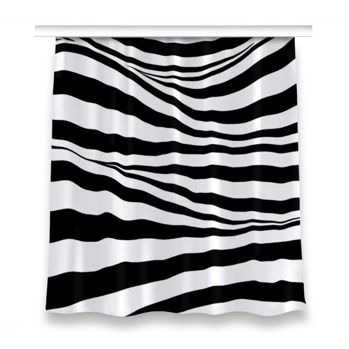 Klasyczna zasłona kolory 150x160 Czarno-białe fale, Fabricsy