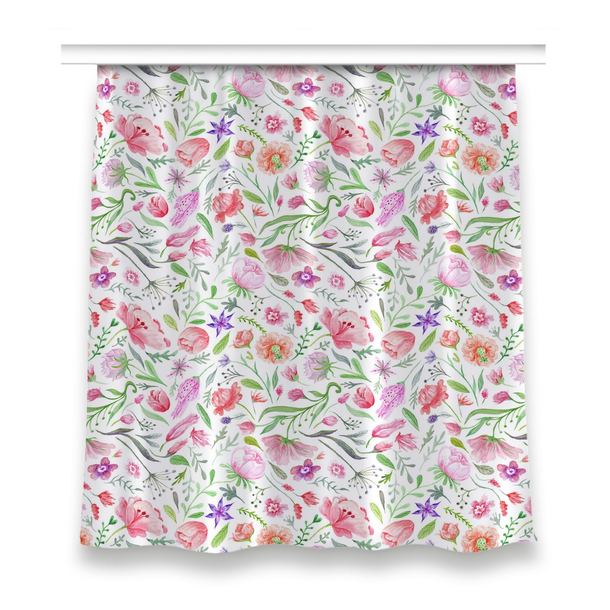 Zasłona z grafiką gotowa 150x160 Malowane kwiaty, Fabricsy