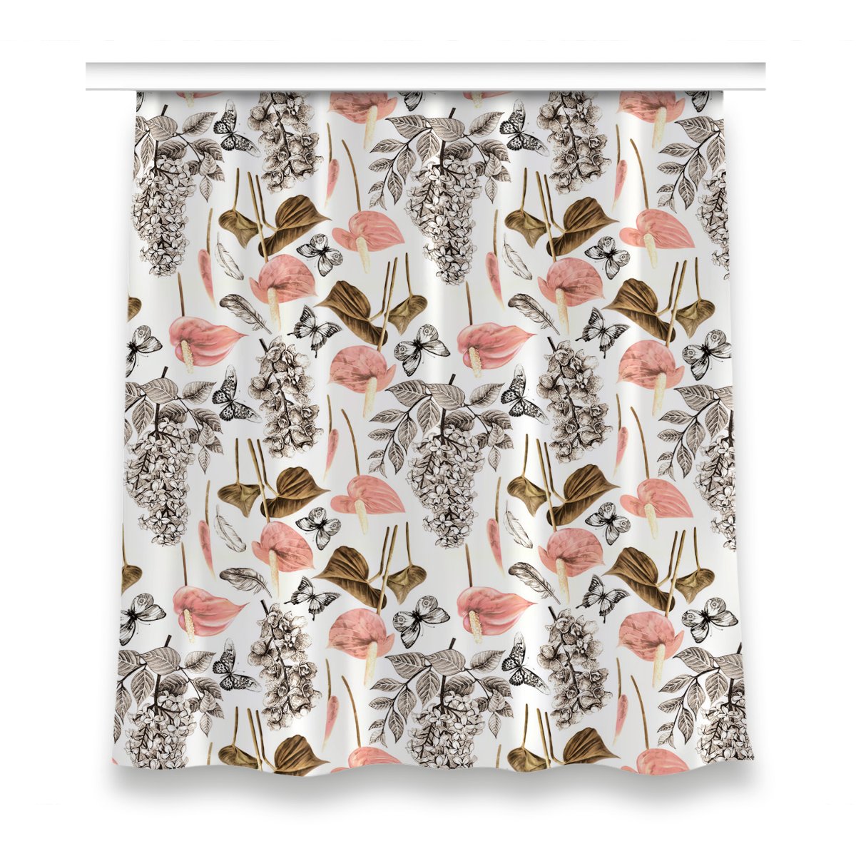 Klasyczna zasłona kolory 150x160 Kwiaty i motyle, Fabricsy