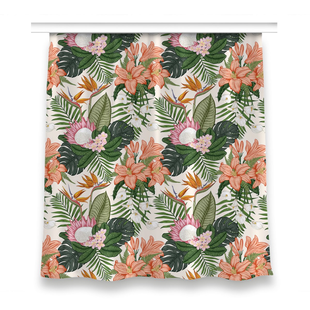 Kolorowa zasłona z nadrukiem 150x160 Kwiaty mural, Fabricsy