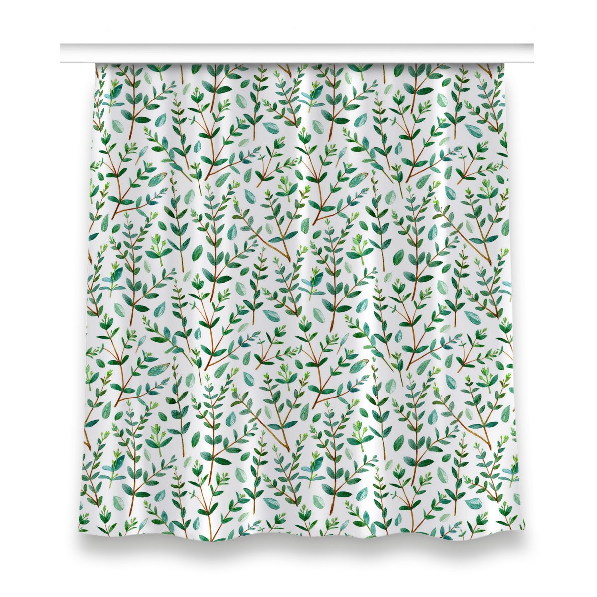Gotowa zasłona z nadrukiem 150x160 Zielone gałązki, Fabricsy
