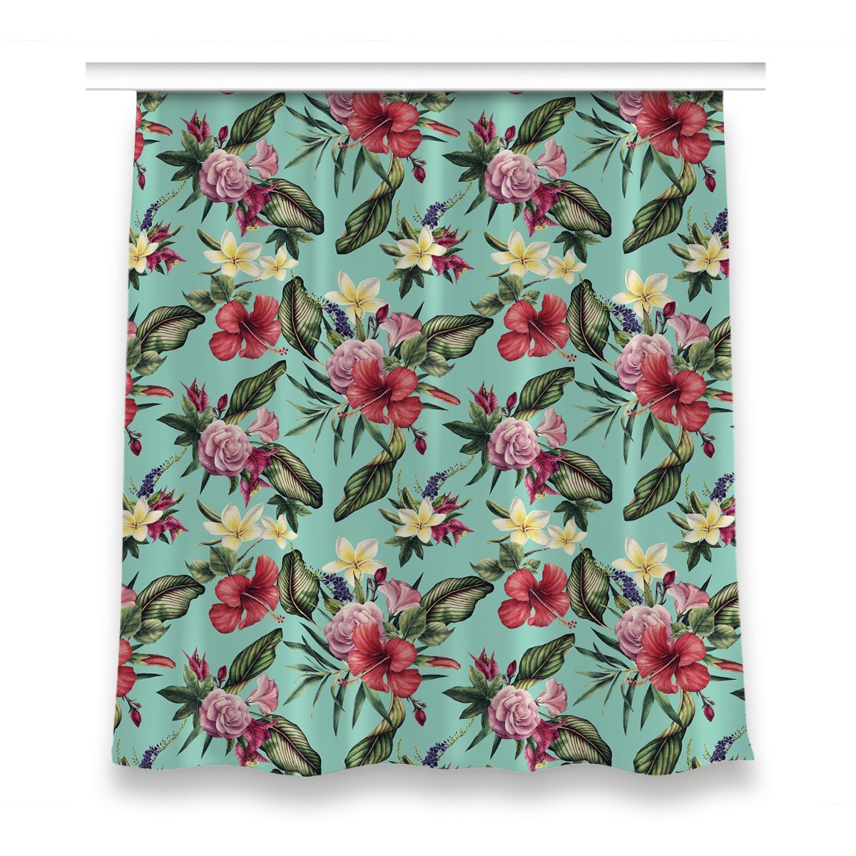 Zasłona z nadrukiem gotowa 150x160 Liście i kwiaty, Fabricsy