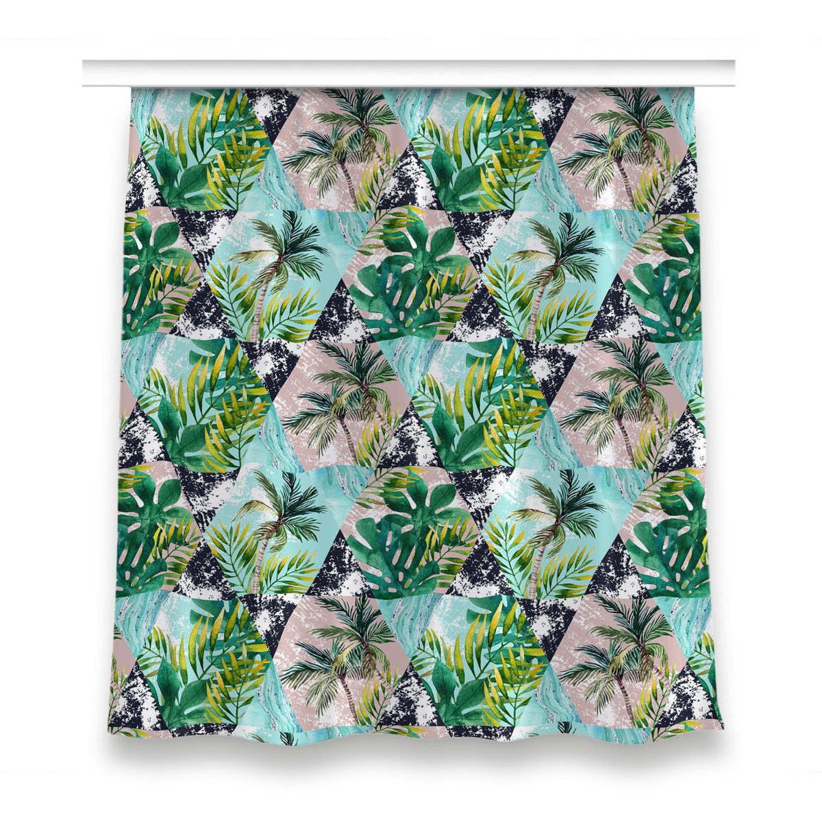 Gotowa zasłona na taśmę wzór 150x160 cm Palmy wzór, Fabricsy