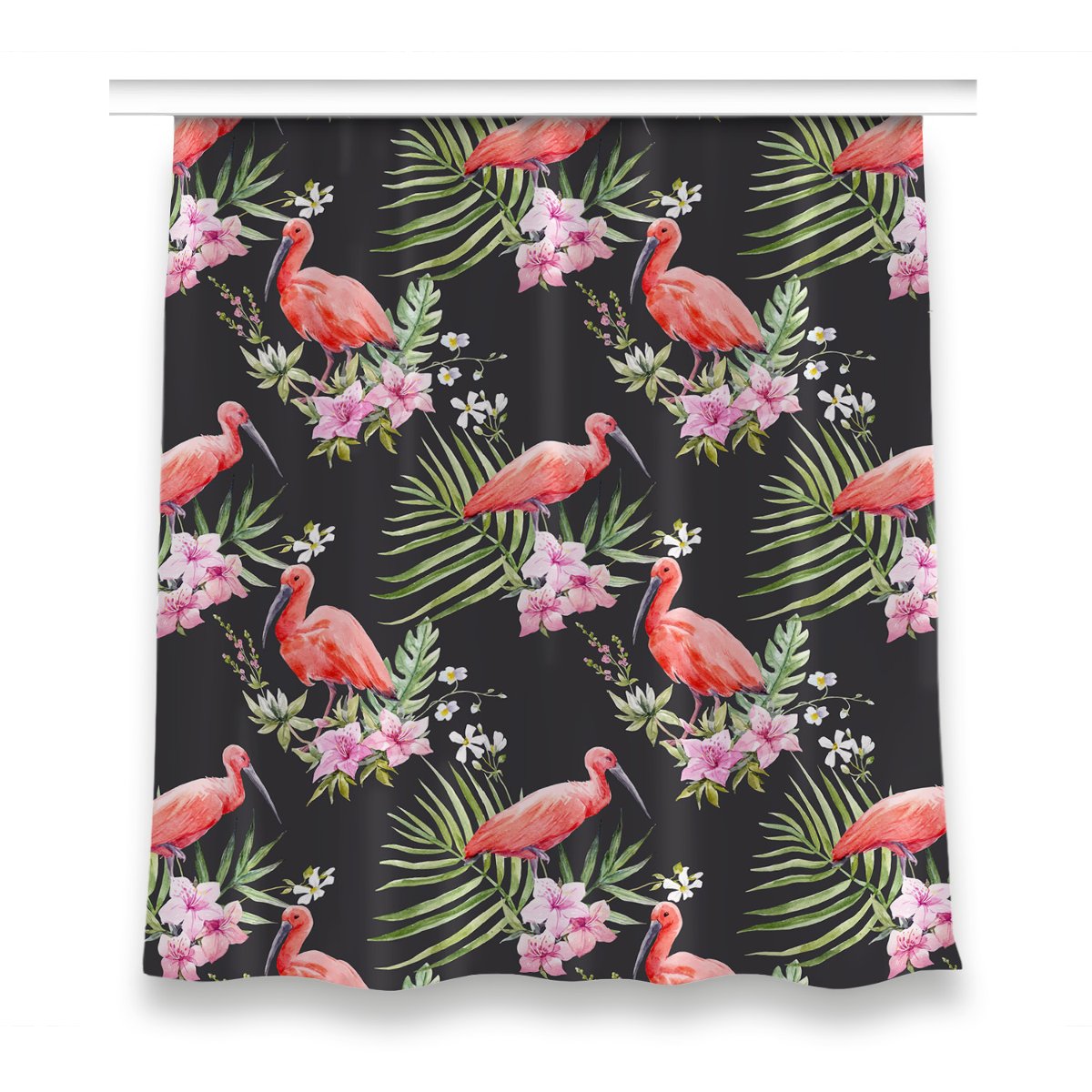 Gotowa zasłona z nadrukiem 150x160 Czarny flaming, Fabricsy