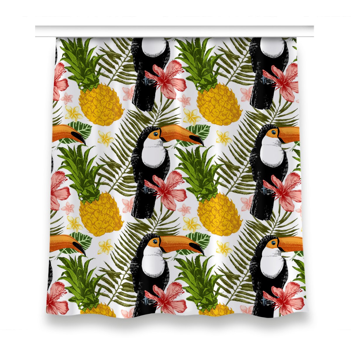 Gotowa zasłona z nadrukiem 150x160 Tukan i Ananas, Fabricsy