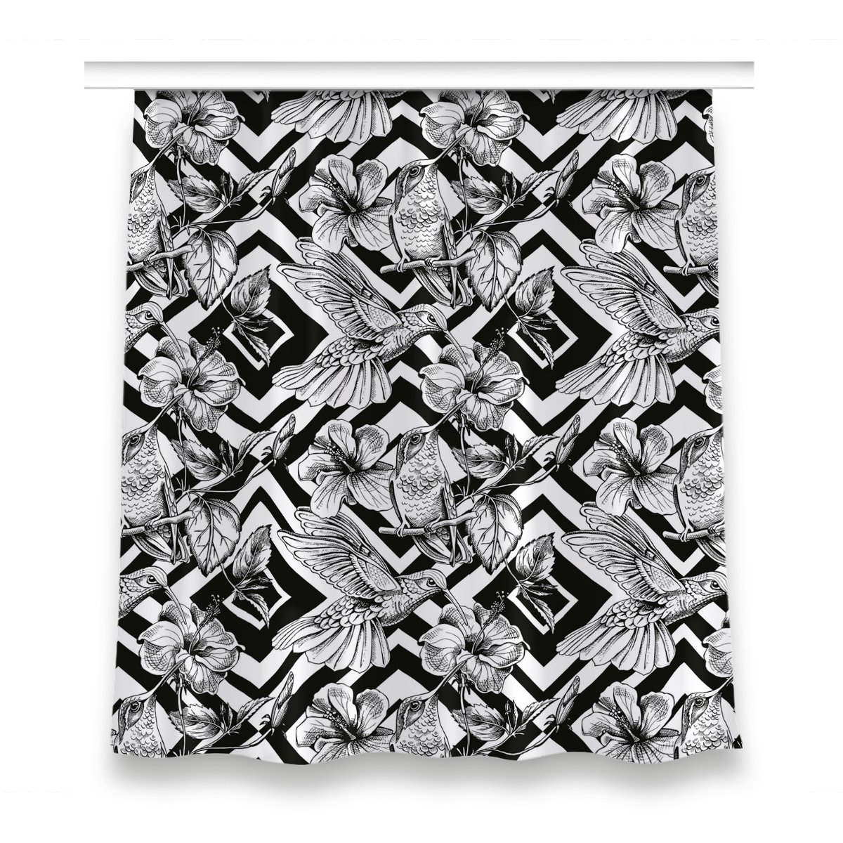 Gotowa zasłona na taśmę do salonu 150x160 Kolibry, Fabricsy