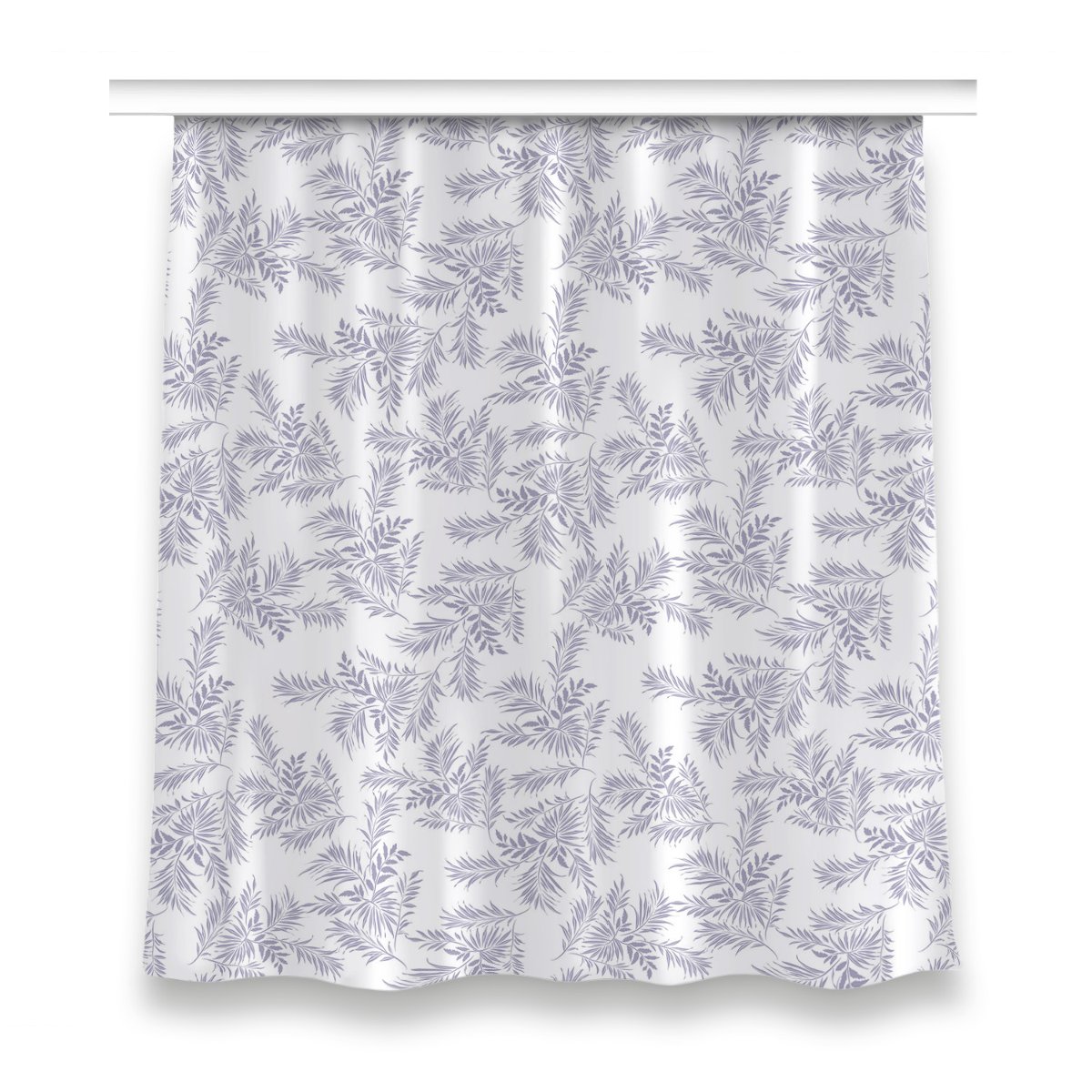 Gotowa zasłona z grafiką wzór 150x160 Szare liście, Fabricsy