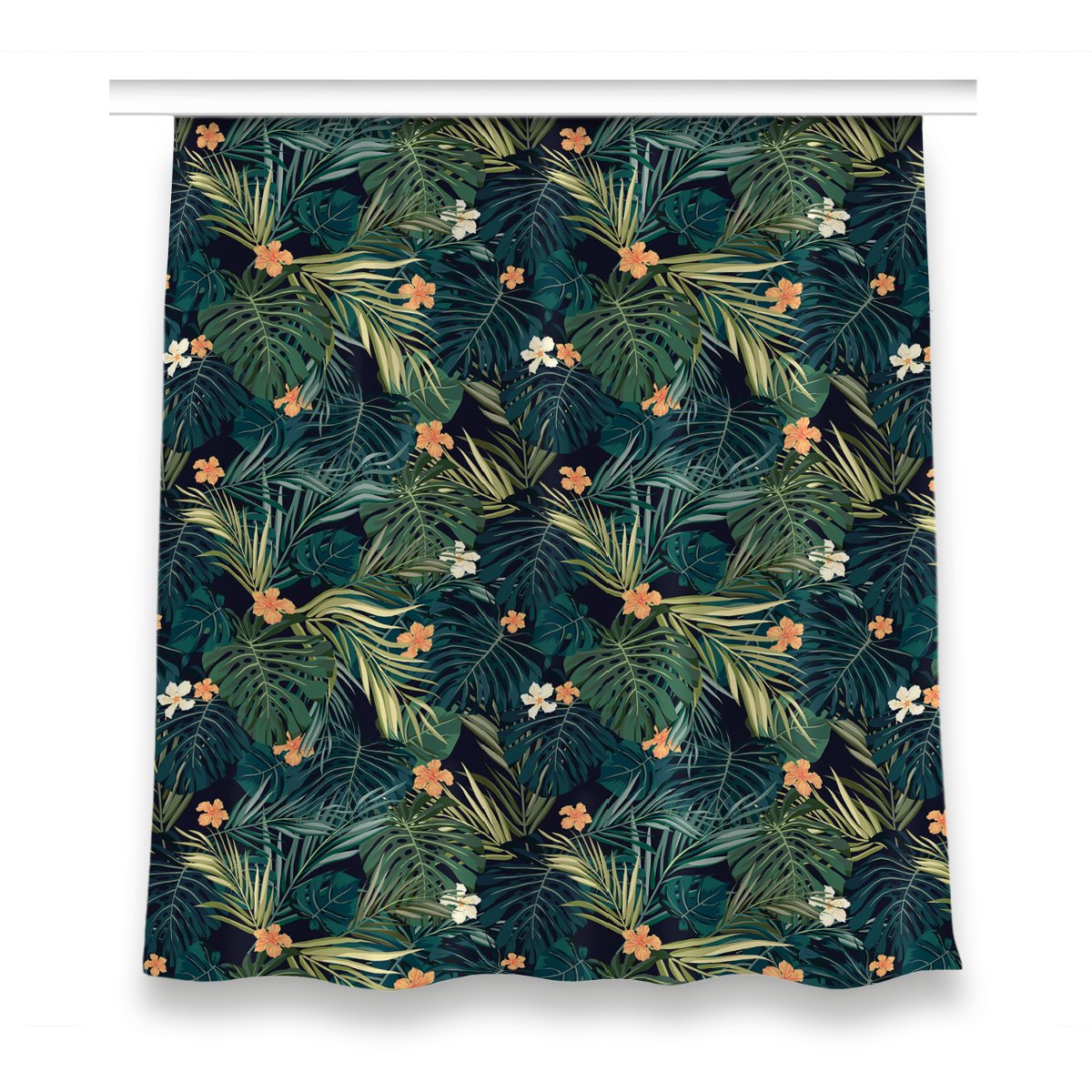 Gotowa zasłona z nadrukiem 150x160 Kwiaty i liście, Fabricsy