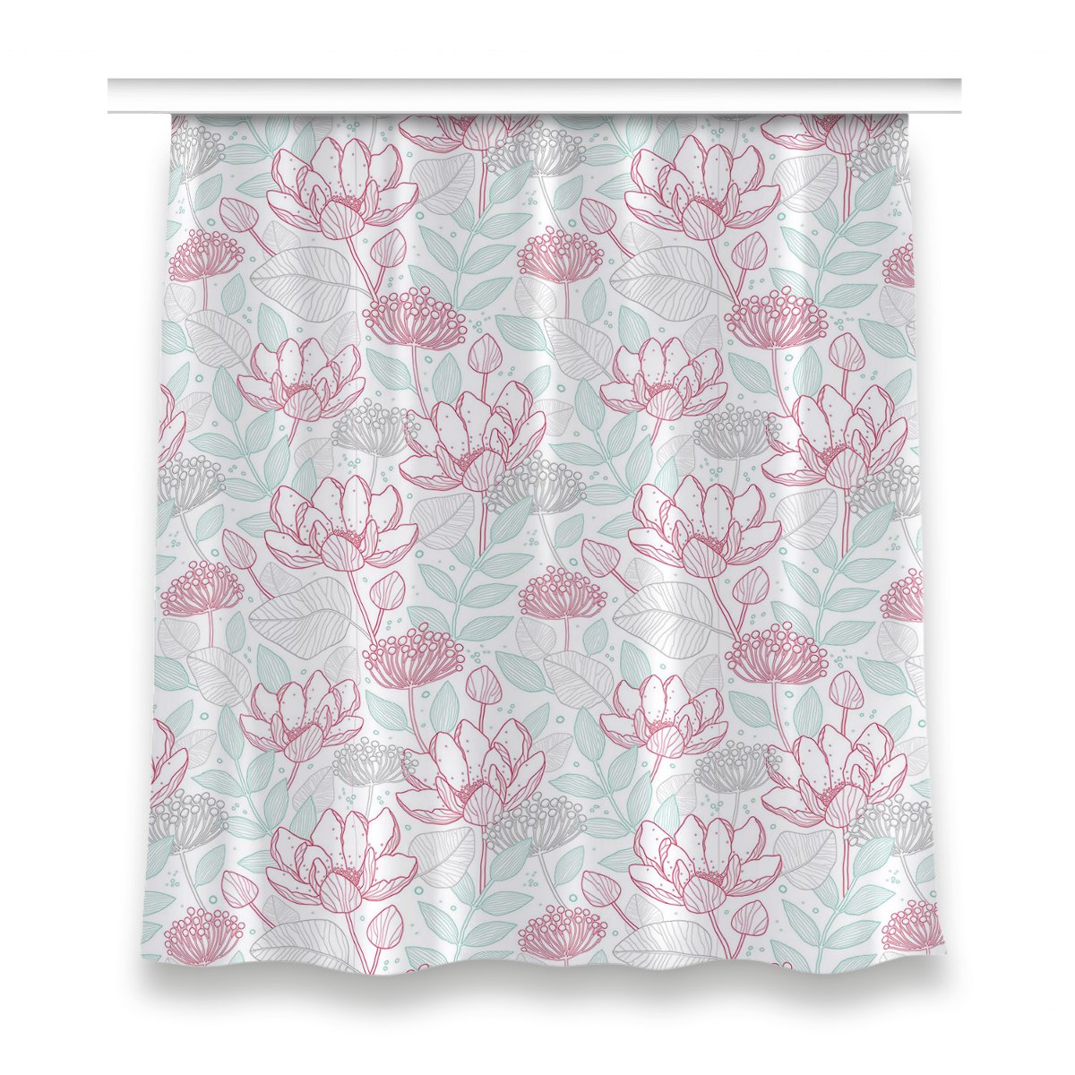 Klasyczna zasłona kolory 150x160 Kontury kwiatów, Fabricsy