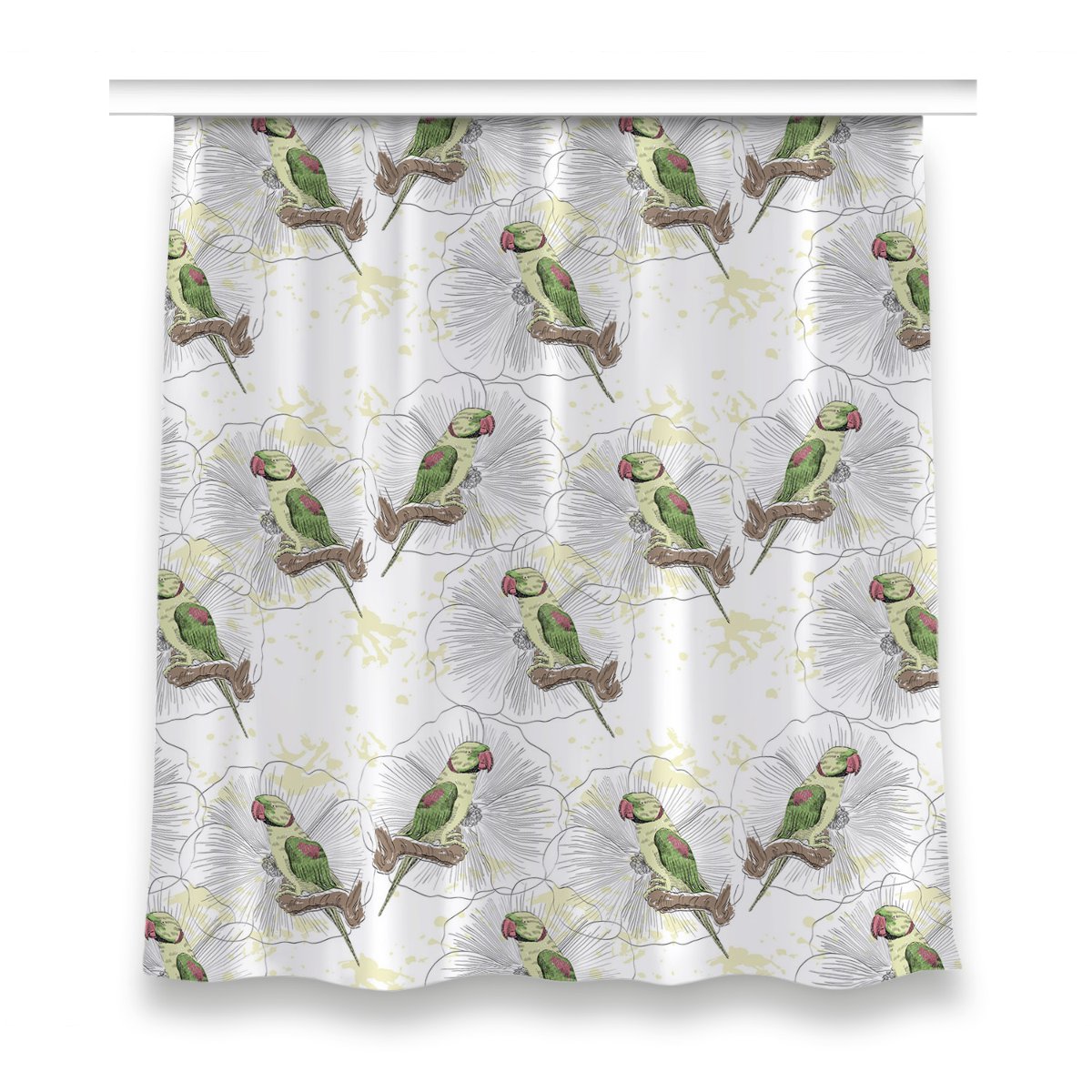 Gotowa zasłona z nadrukiem 150x160 Zielone papugi, Fabricsy