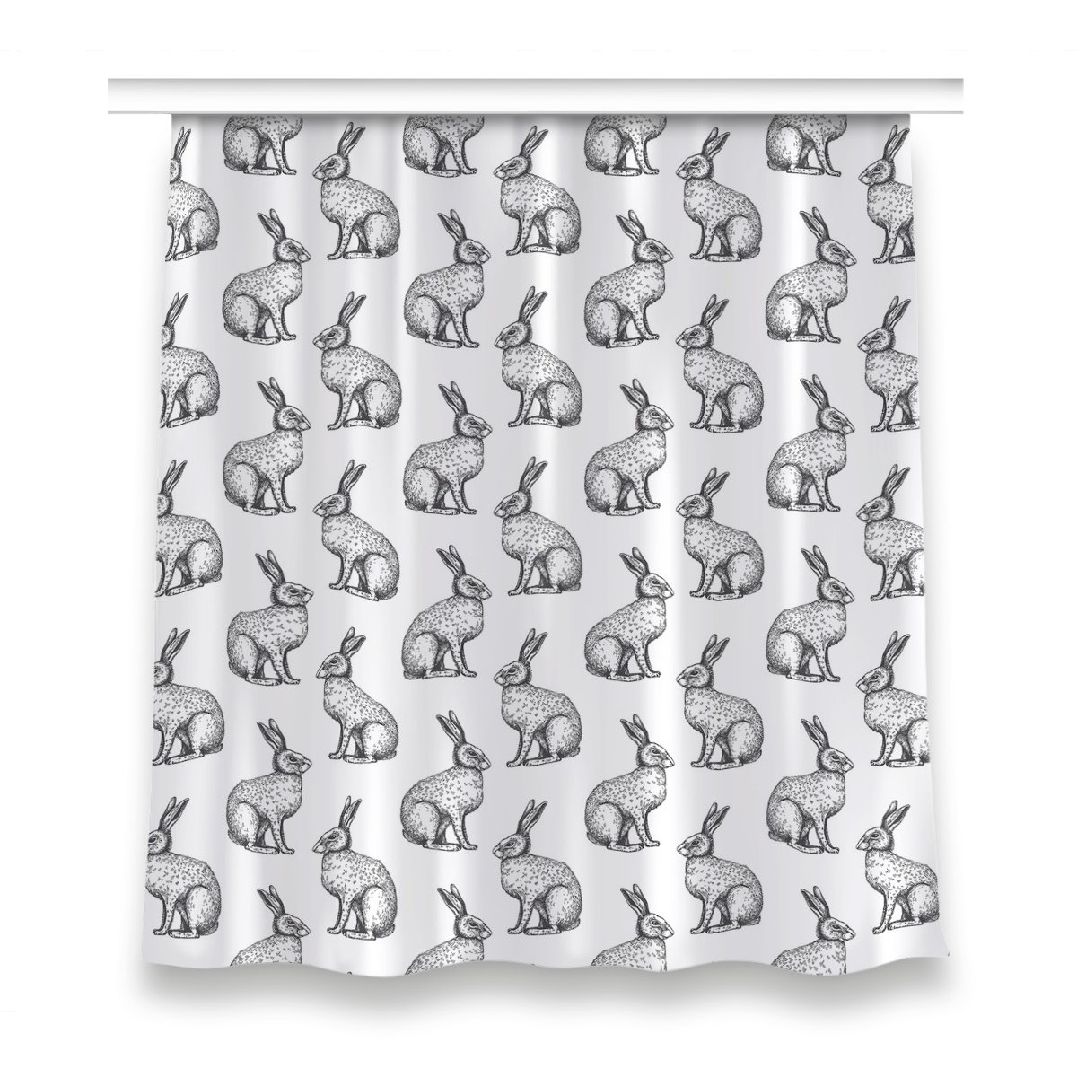 Kolorowa zasłona z nadrukiem 150x160 Białe króliki, Fabricsy