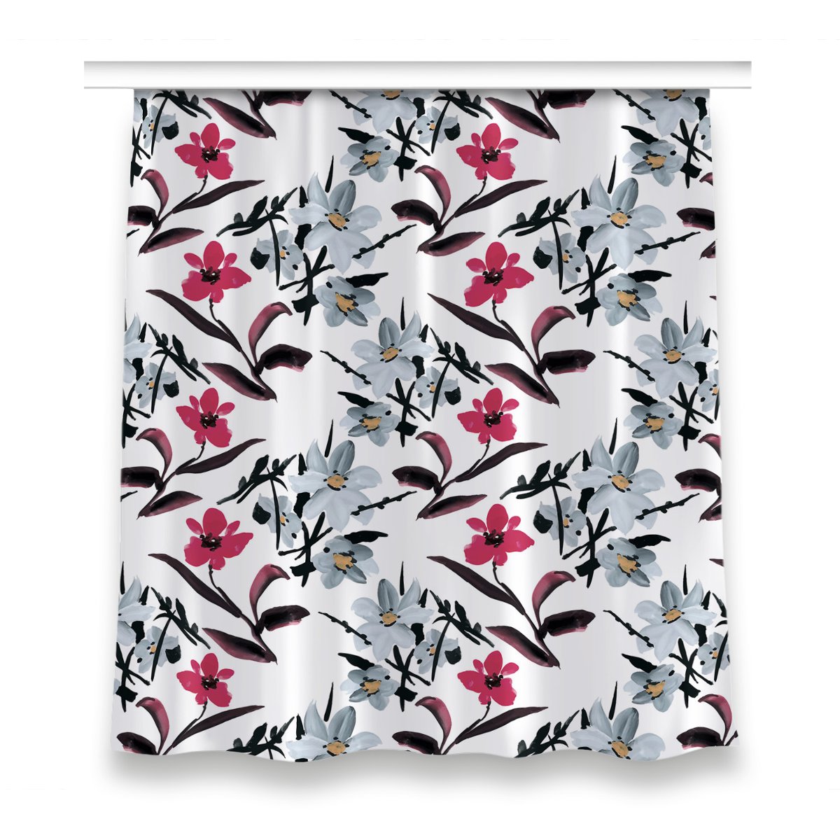 Kolorowa zasłona z nadrukiem 150x160 Piękne kwiaty, Fabricsy