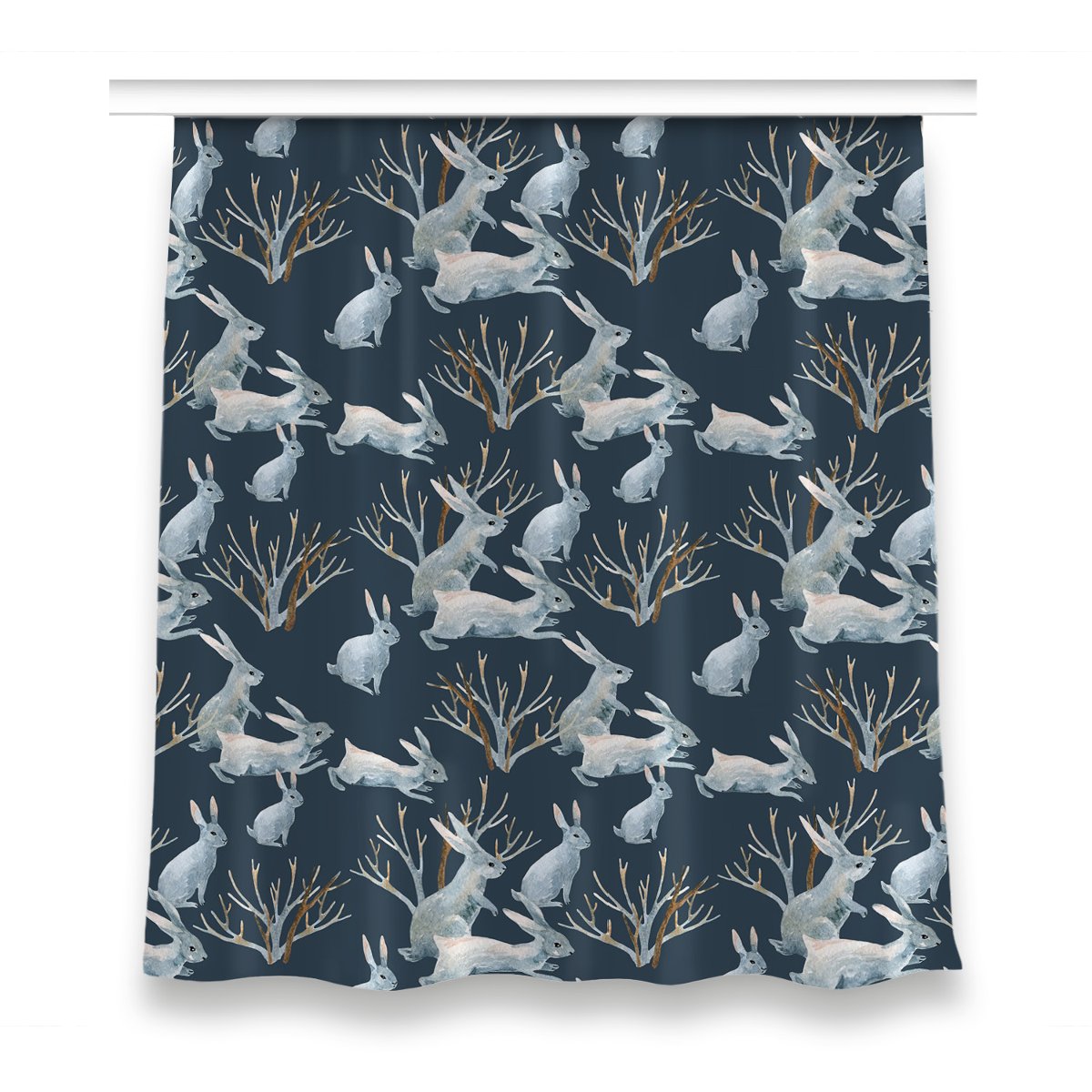 Klasyczna zasłona kolory 150x160 cm Białe Króliki, Fabricsy