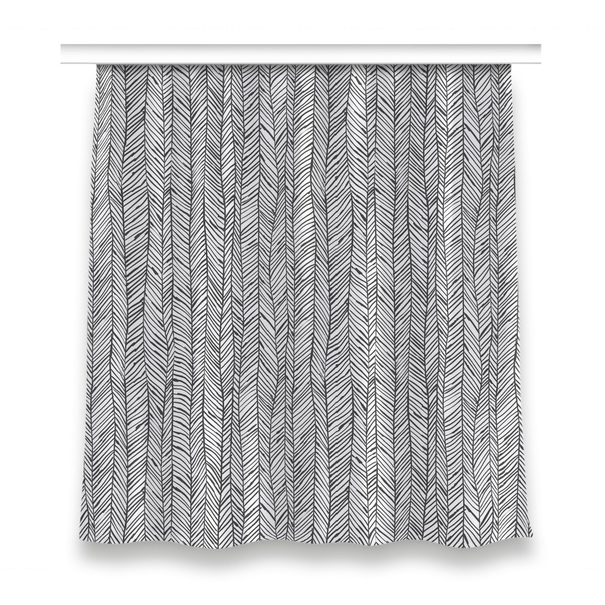Gotowa zasłona z grafiką do salonu 150x160 Jodełka, Fabricsy