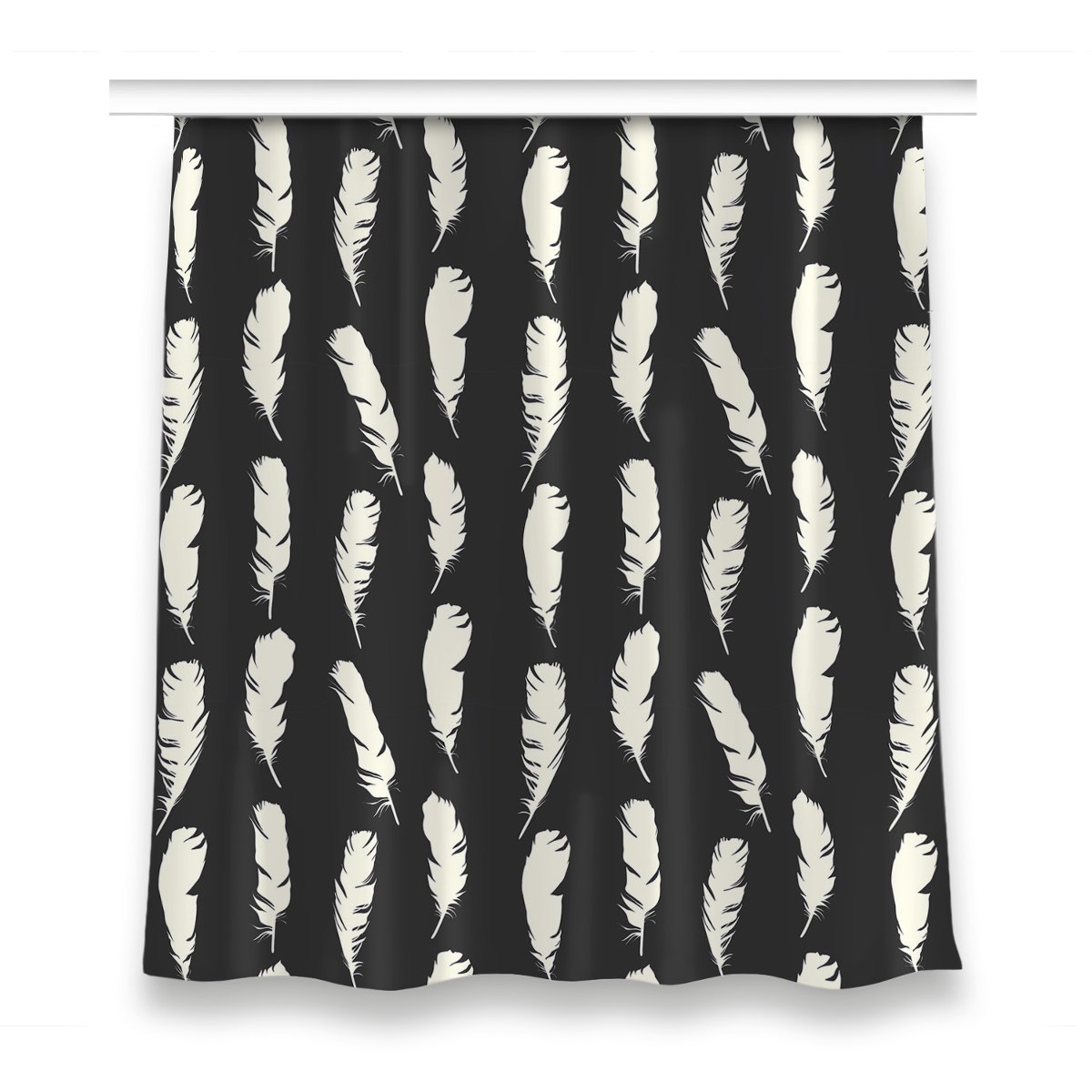 Gotowa zasłona z nadrukiem 150x160 cm Białe pióra, Fabricsy