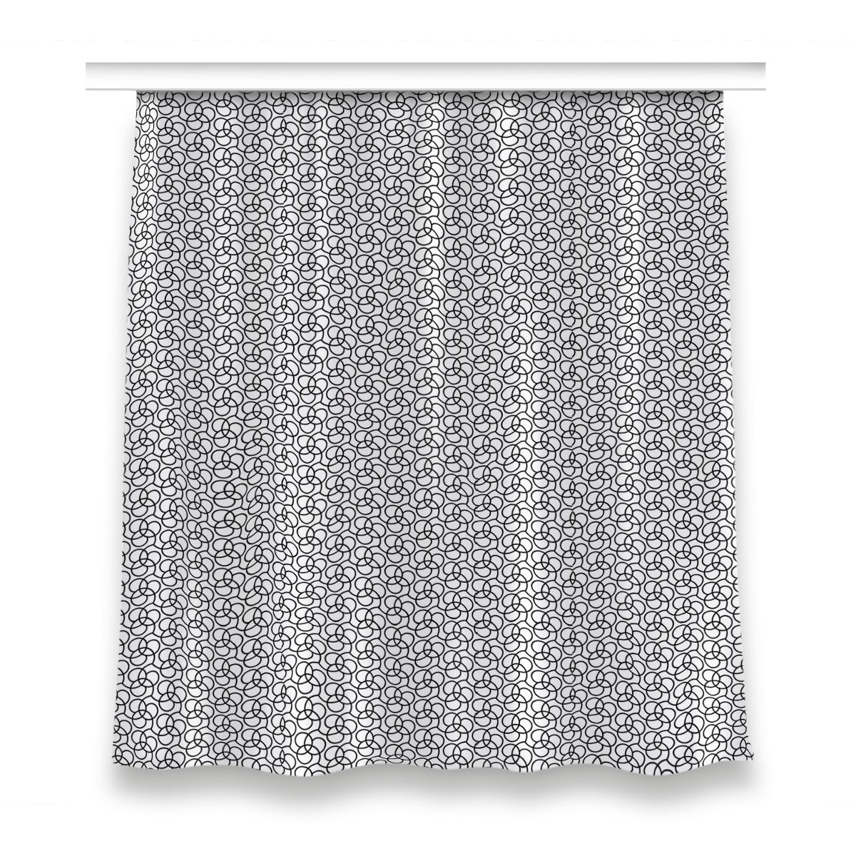 Gotowa zasłona na taśmę 150x160 Kółka czarno białe, Fabricsy