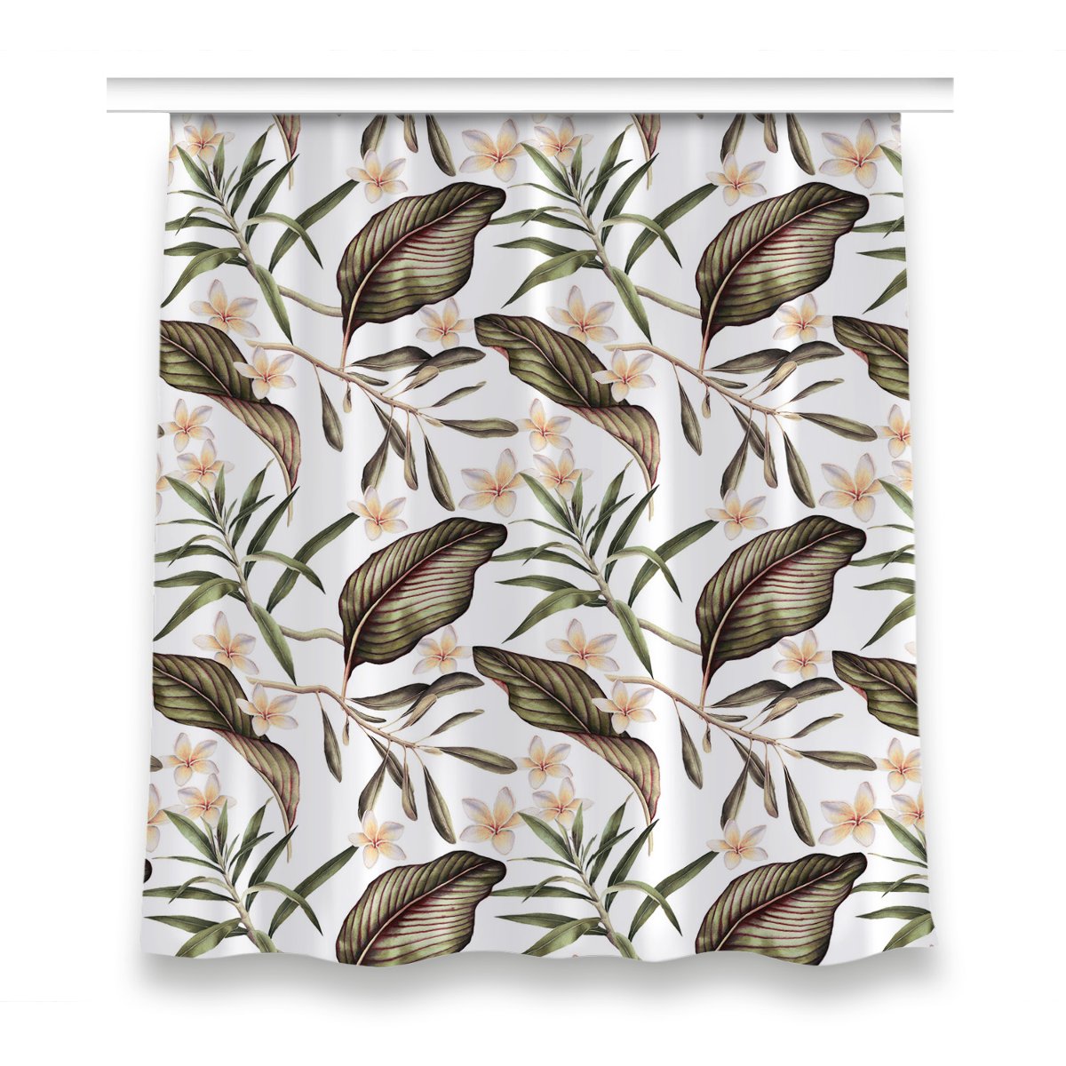 Gotowa zasłona z nadrukiem 150x160 Liście i kwiaty, Fabricsy