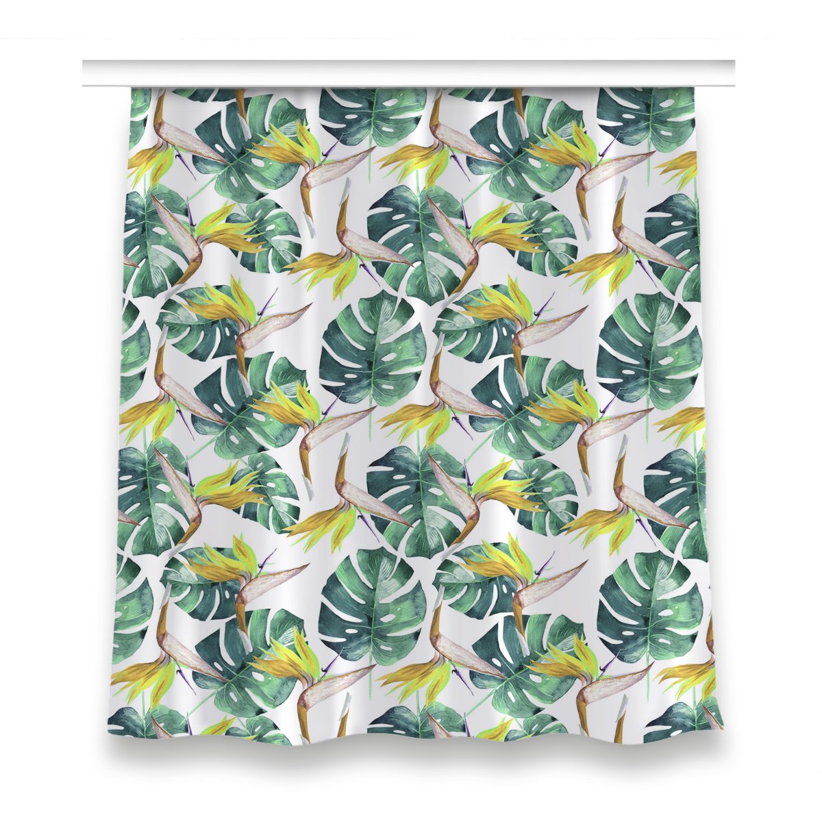 Gotowa zasłona z grafiką 150x160 Egzotyczne liście, Fabricsy