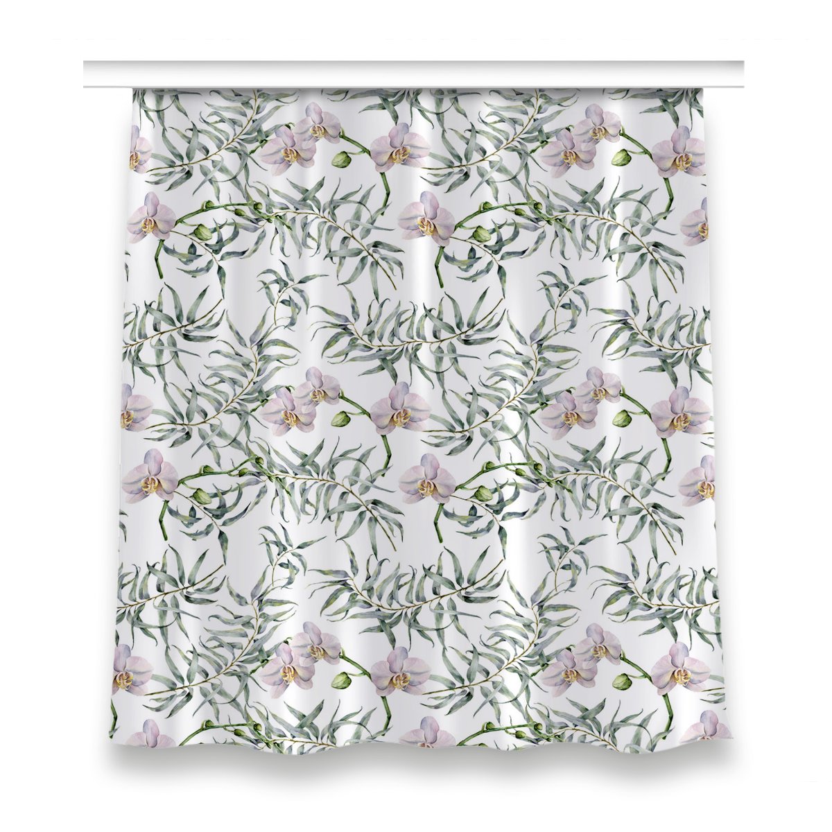Gotowa zasłona z grafiką 150x160 Różowe orchidee, Fabricsy