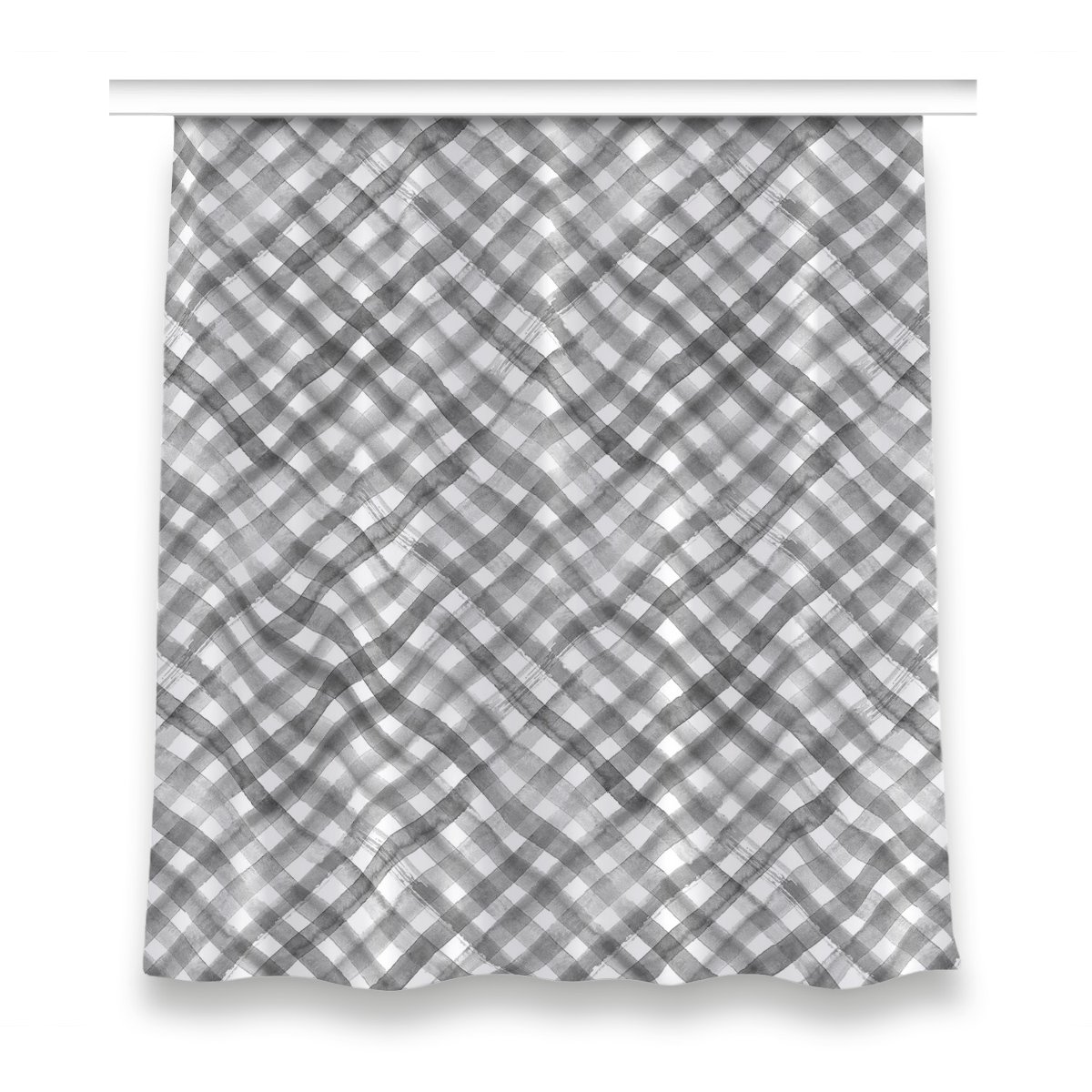 Kolorowa zasłona z nadrukiem 150x160 Szara krata, Fabricsy