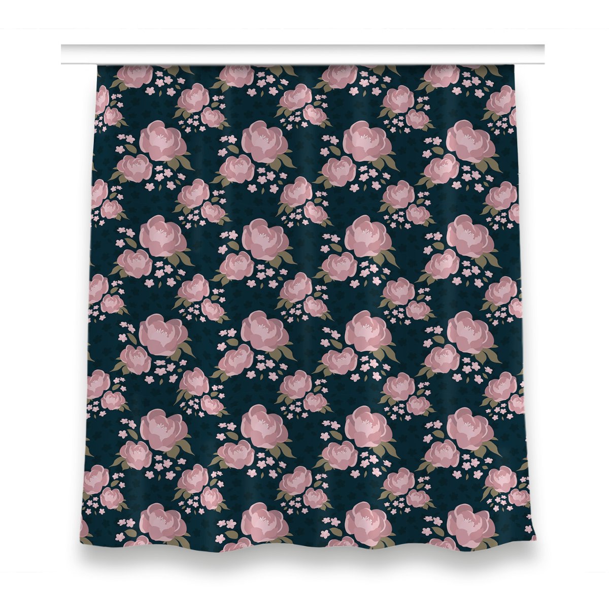 Zasłona z nadrukiem gotowa 150x160 Różowe kwiaty, Fabricsy