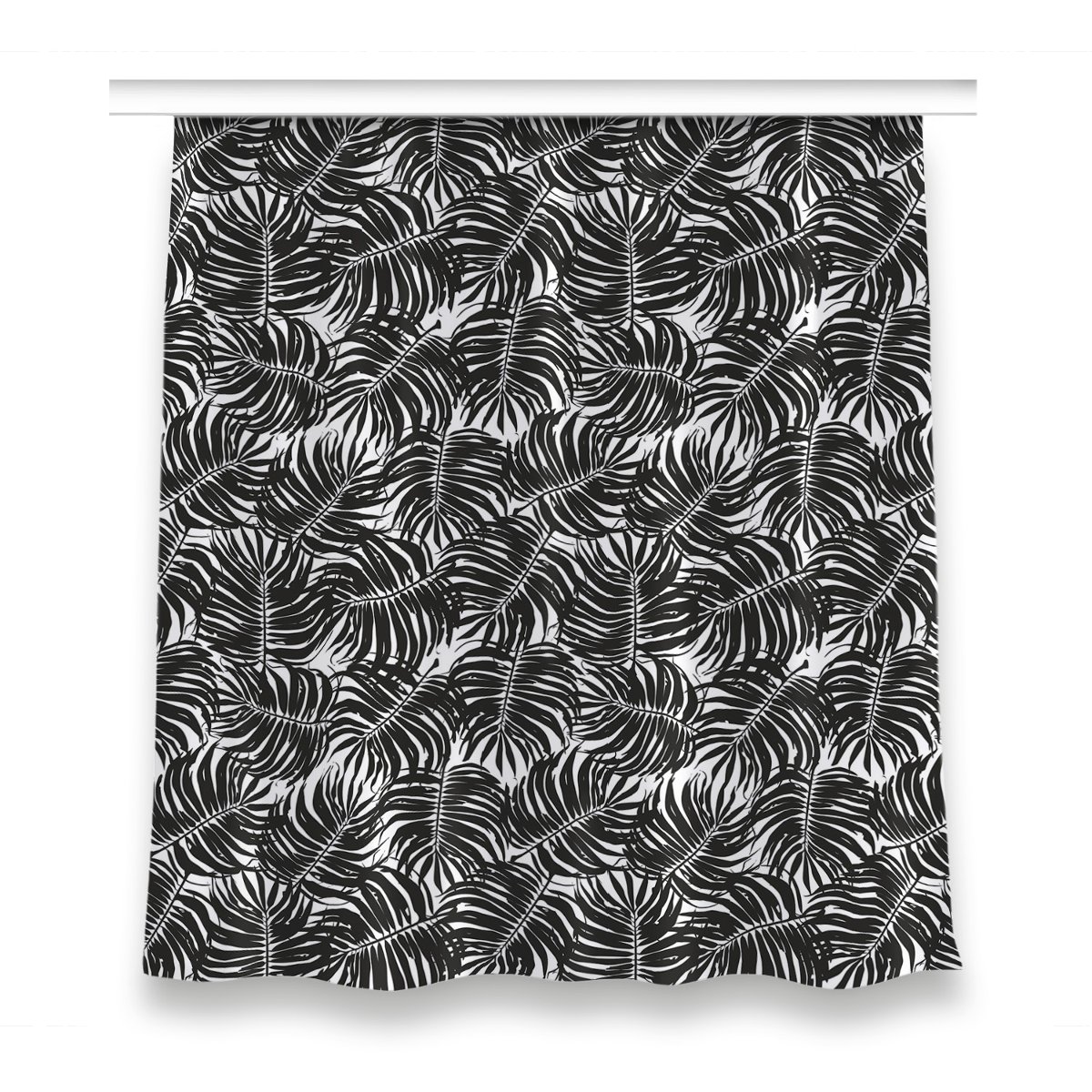Gotowa zasłona na taśmę wzór 150x160 Czarne liście, Fabricsy