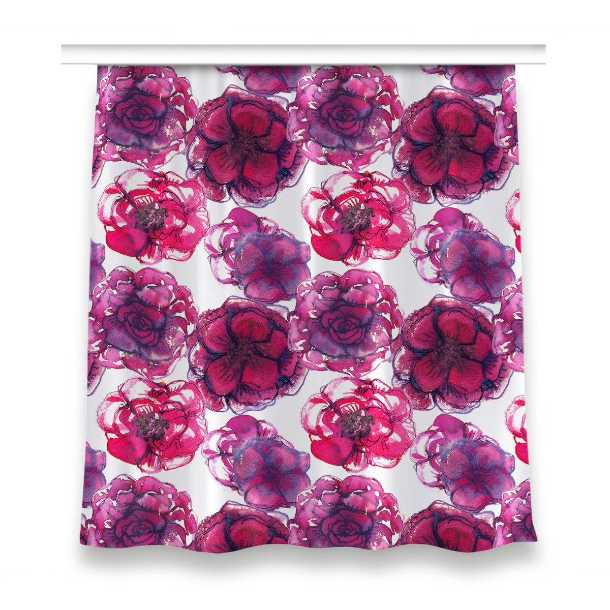 Kolorowa zasłona z nadrukiem 150x160 Czerwone róże, Fabricsy