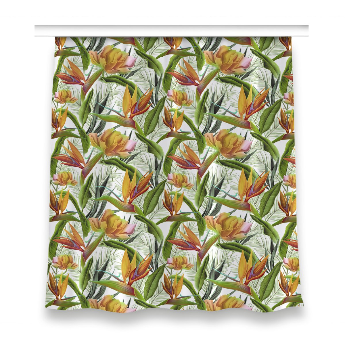 Gotowa zasłona na taśmę 150x160 Tropikalne rośliny, Fabricsy