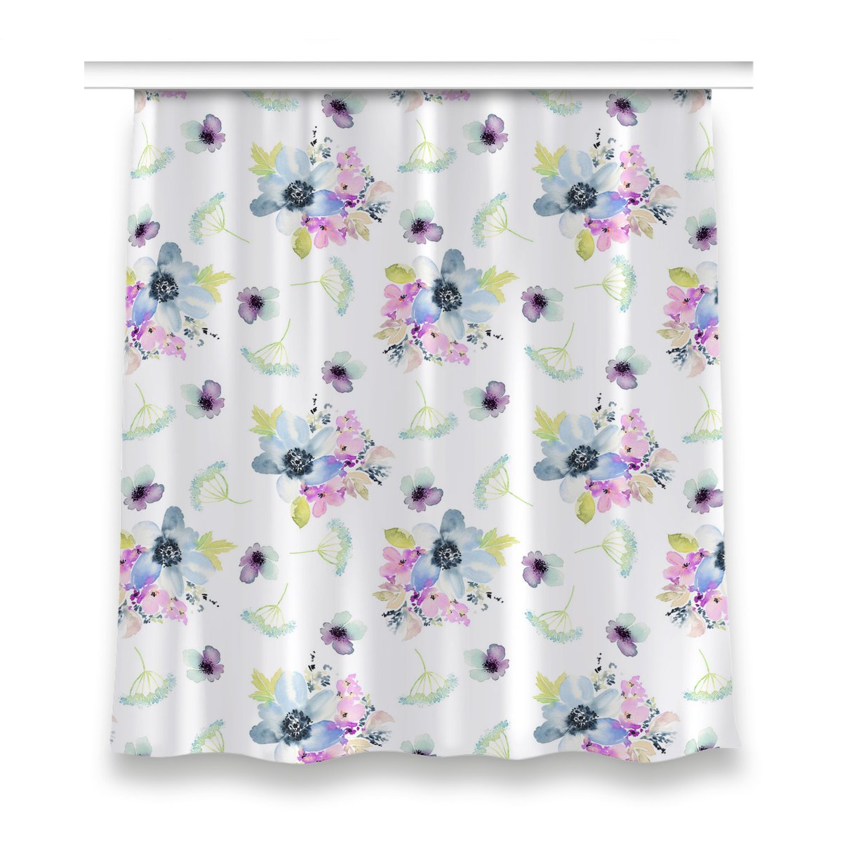 Gotowa zasłona z grafiką 150x160 Purpurowe kwiaty, Fabricsy