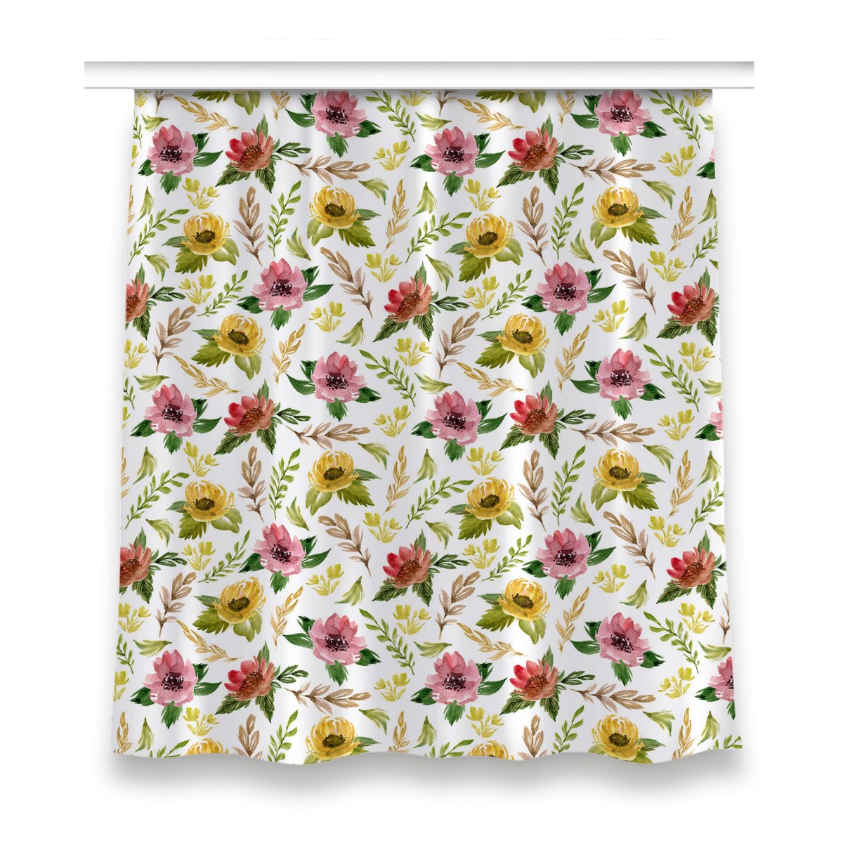 Klasyczna zasłona kolory 150x160 Akwarela Kwiaty, Fabricsy