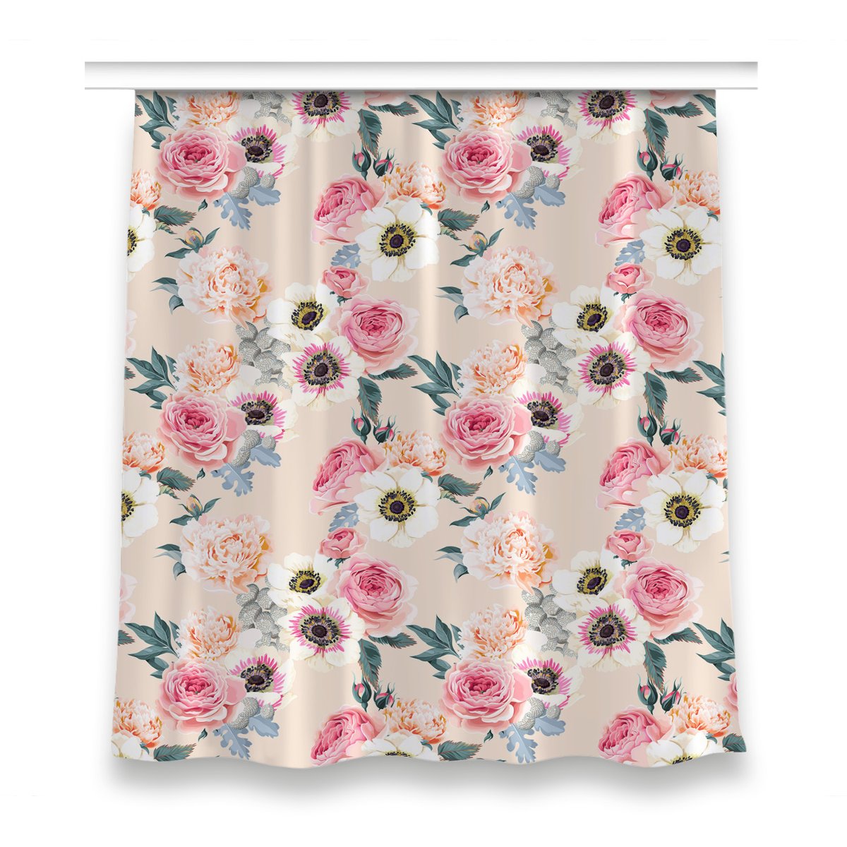 Zasłona z grafiką kolory 150x160 Pastelowe kwiaty, Fabricsy