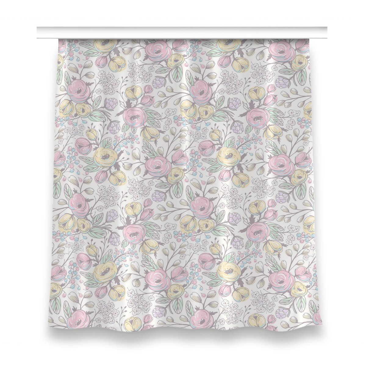 Gotowa zasłona z nadrukiem 150x160 Kolorowe kwiaty, Fabricsy