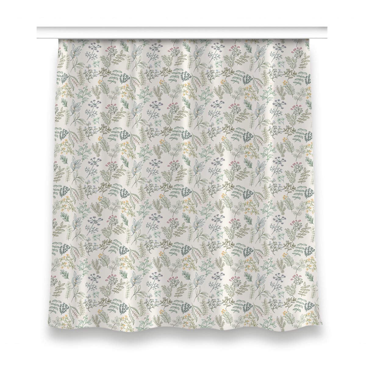 Gotowa zasłona z grafiką 150x160 cm Zielone liście, Fabricsy