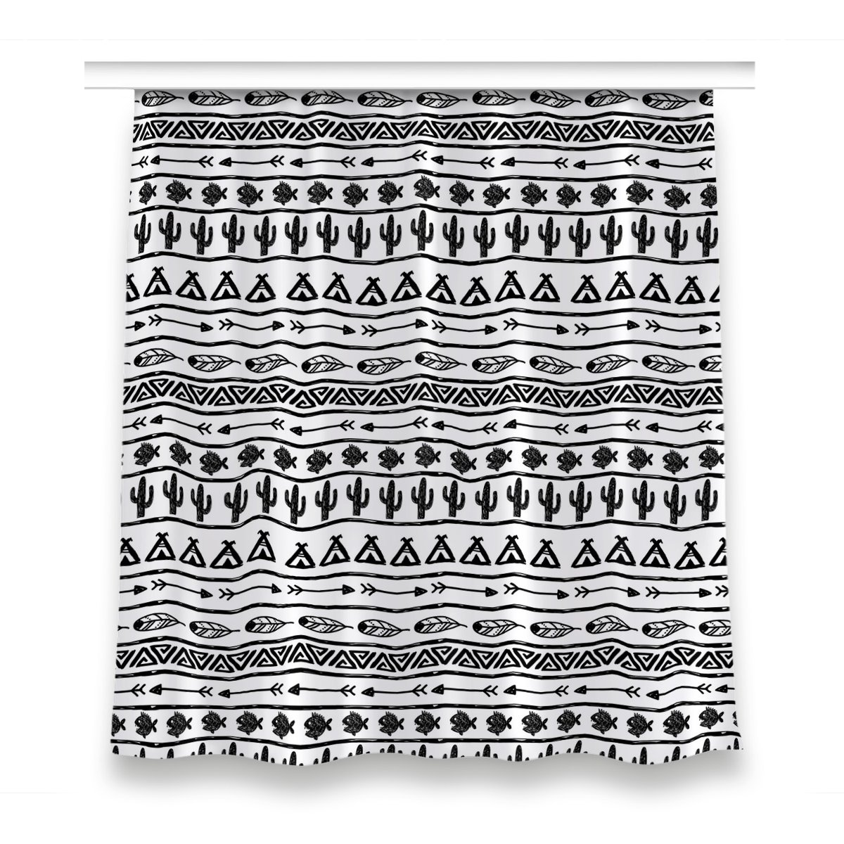 Klasyczna zasłona kolory 150x160 Boho czarno-biały, Fabricsy