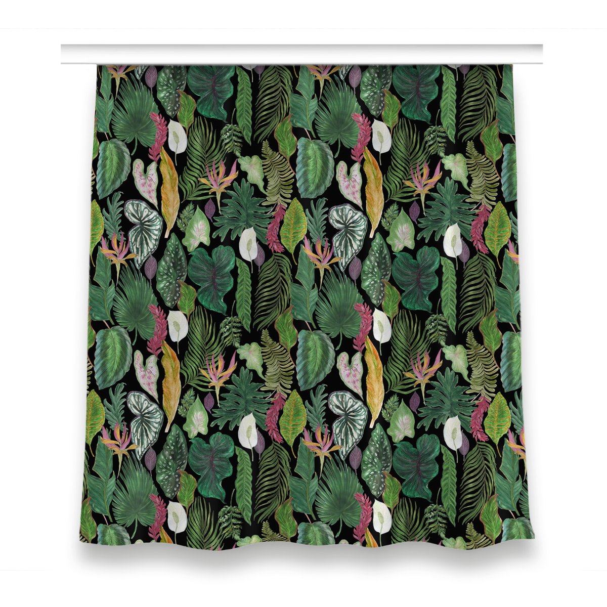 Gotowa zasłona z grafiką 150x160 Tropikalne liście, Fabricsy