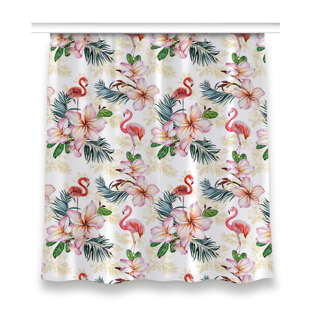 Gotowa zasłona wzór 150x160 cm Flamingi w kwiatach, Fabricsy