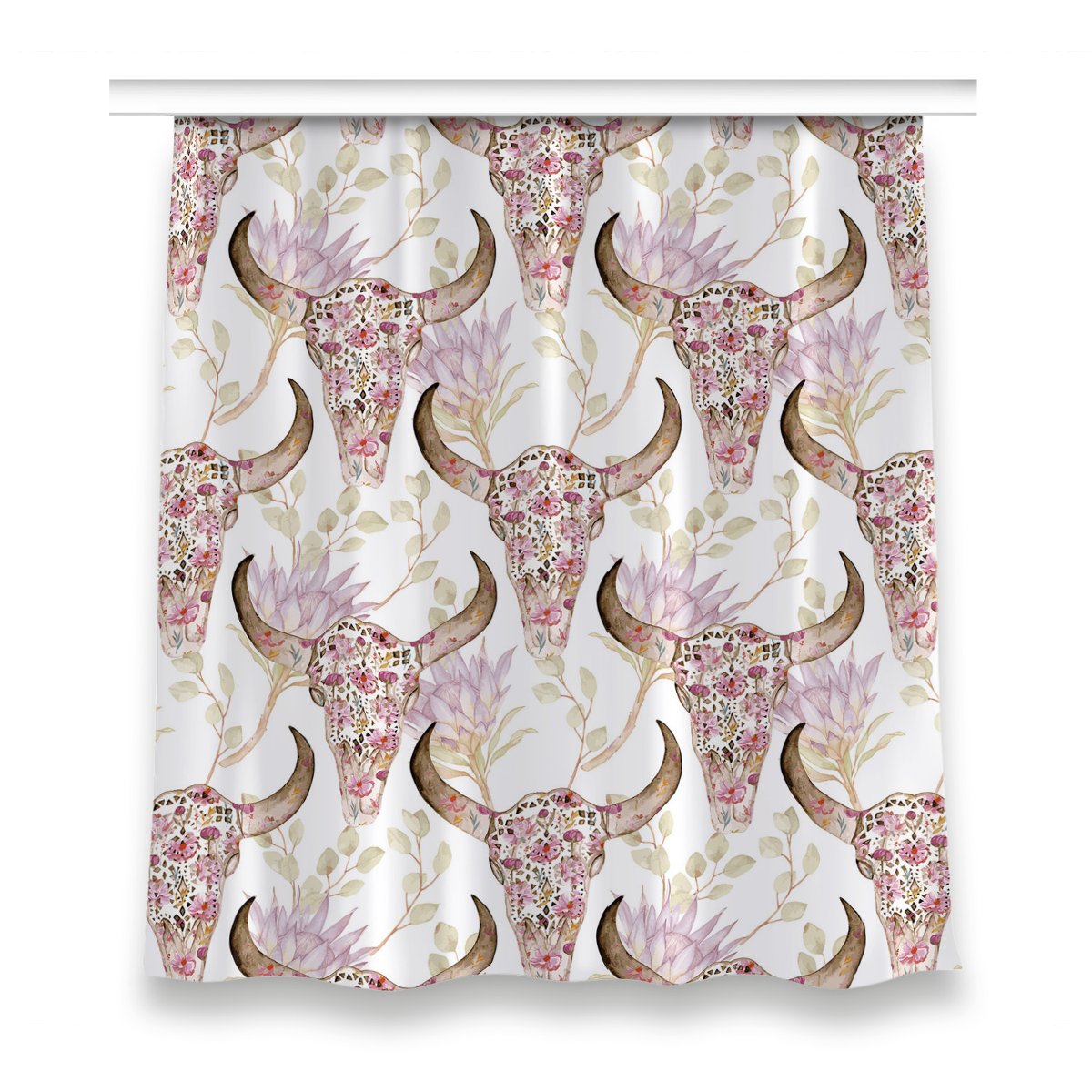 Klasyczna zasłona kolory 150x160 Czaszka w kwiaty, Fabricsy