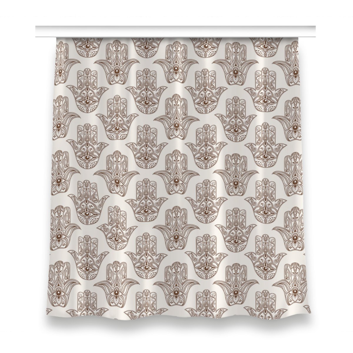 Gotowa zasłona na taśmę 150x160 cm Brązowy symbol, Fabricsy